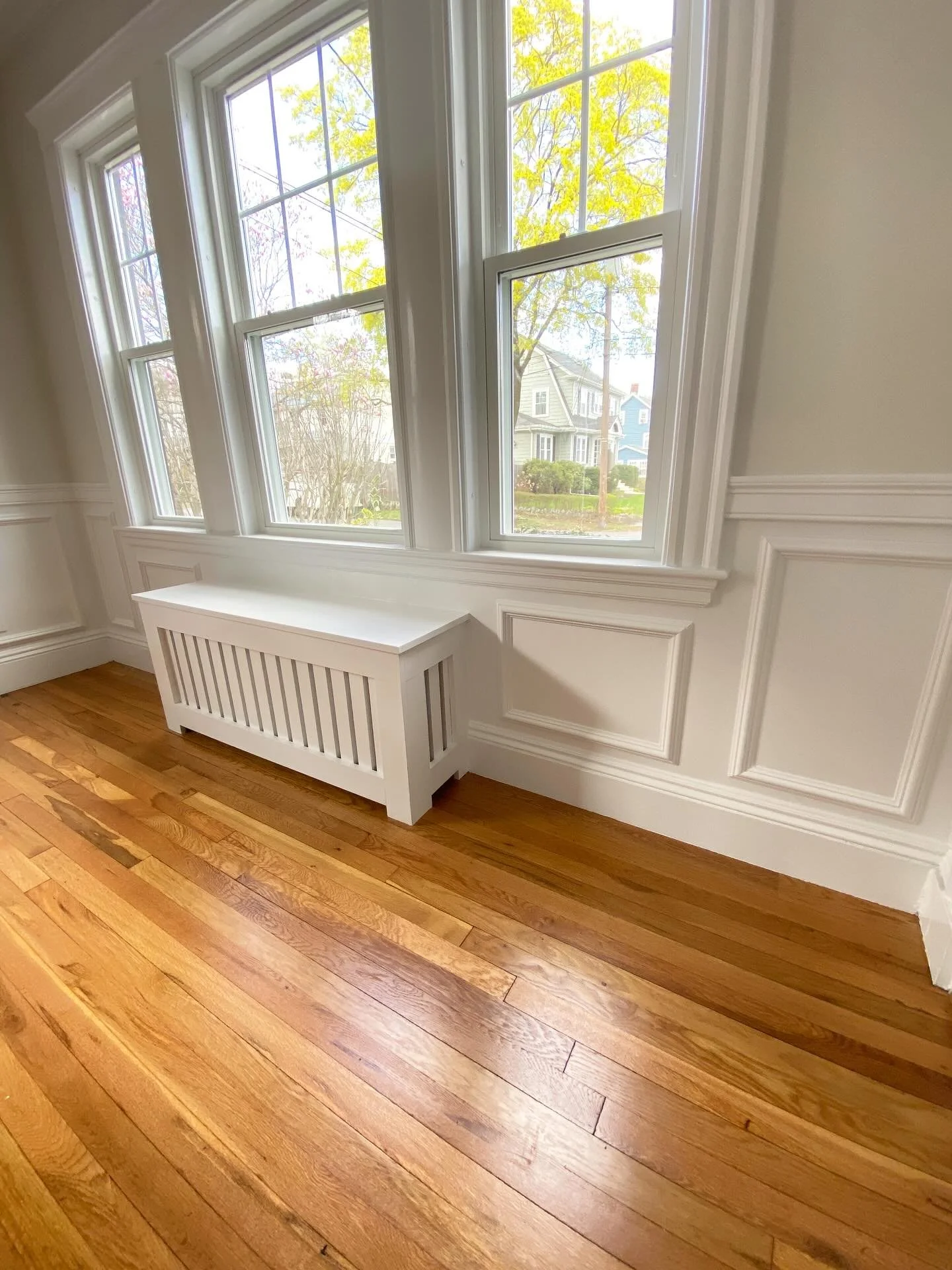 I love getting to see my work freshly painted. It&rsquo;s rare that it happens though. This was a fun one. Box panels with chair rail, and custom built radiator covers. #carpenter #carpentry #danversma #northshorema #northshorebuilder #salemma #bever