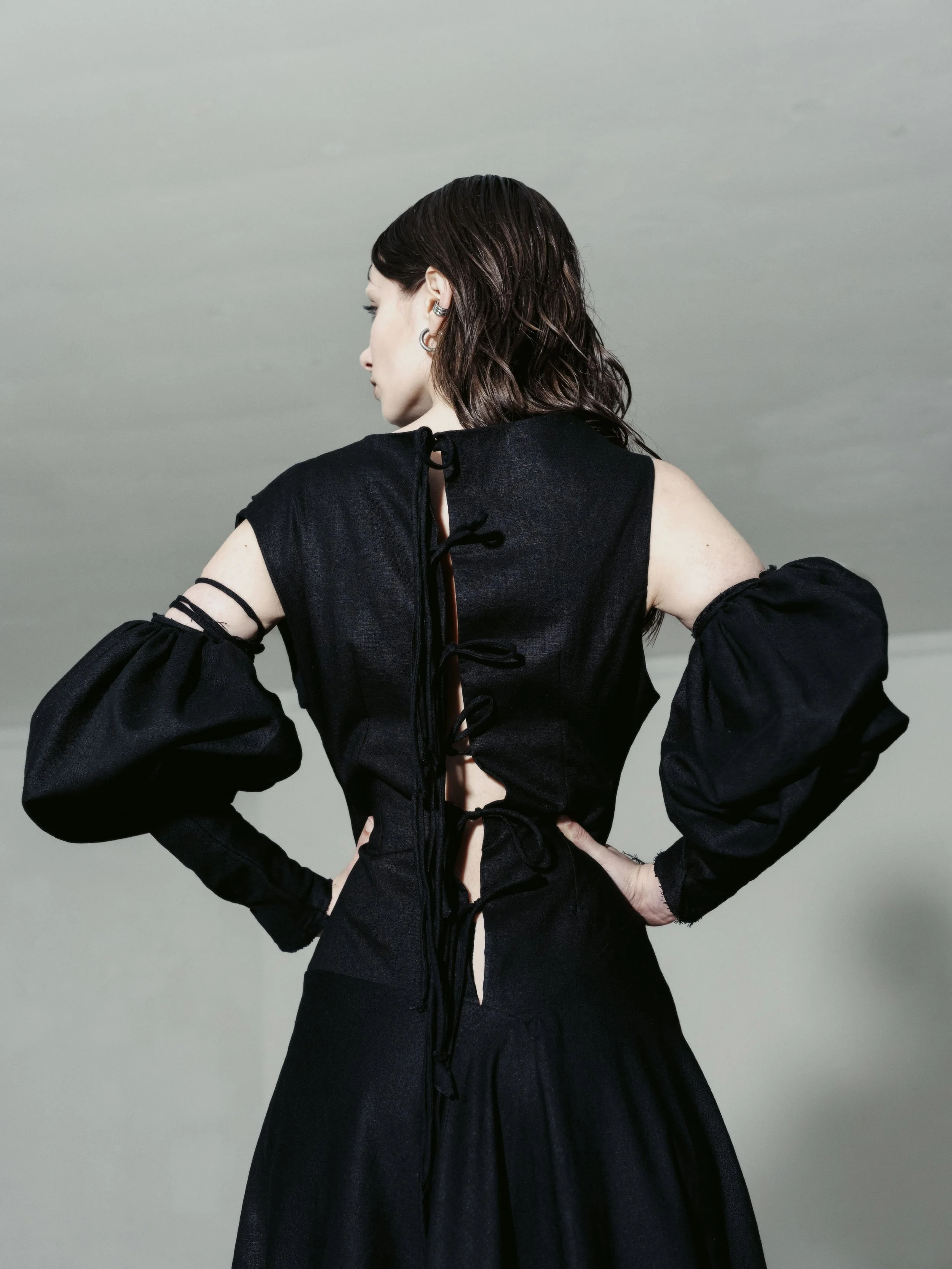 Black Linen Dress S/M