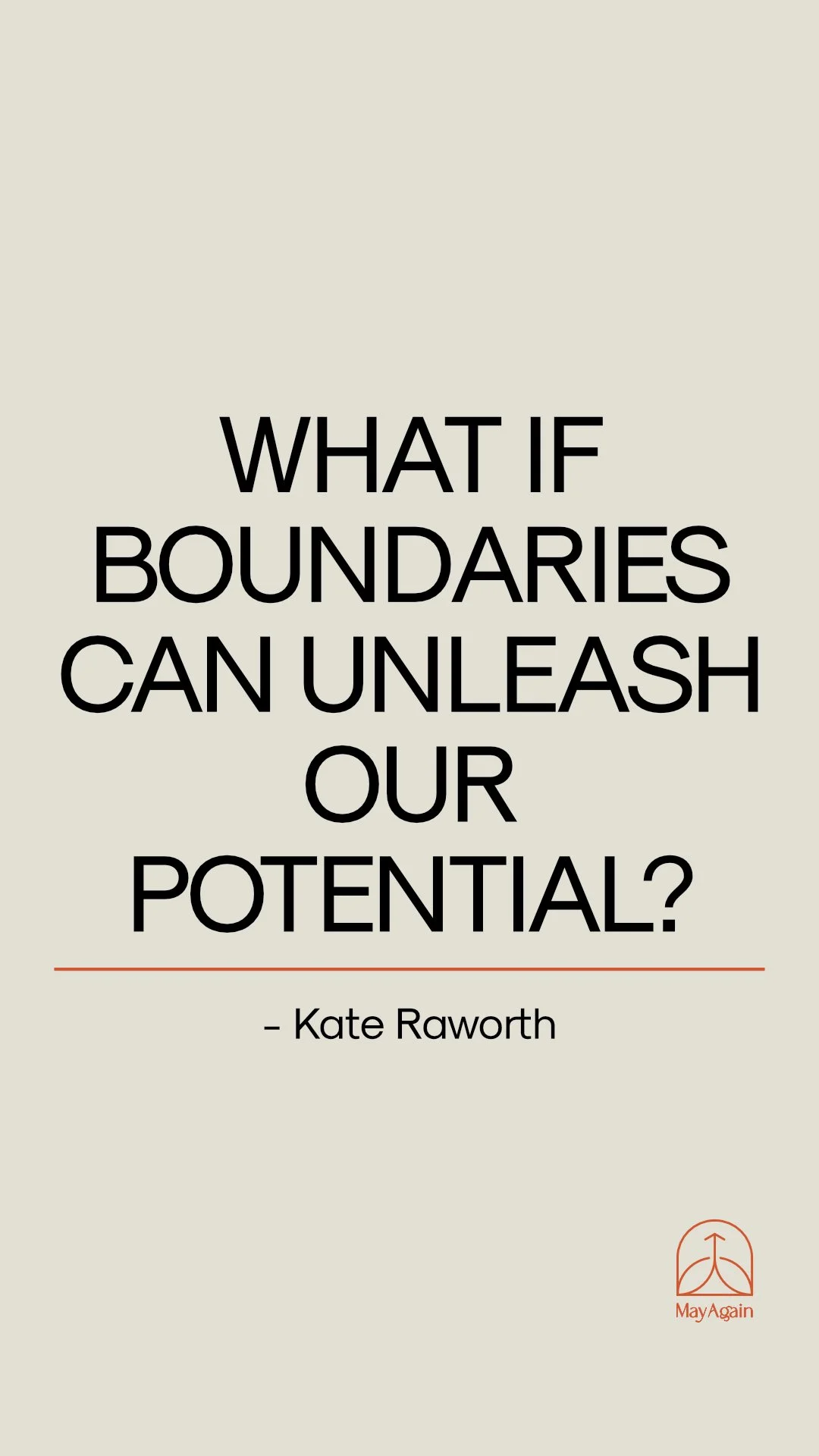 Book cover with the title 'What if Boundaries Can Unleash Our Potential?' by Kate Raworth, with 'May Again' logo in the bottom right corner.