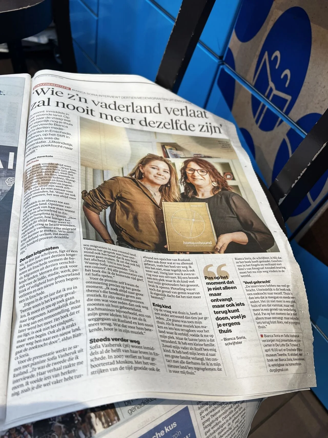 Homeunbound featured in Tubantia