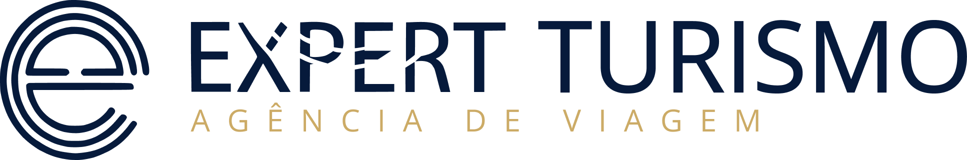 Logo of Expert Turismo, a travel agency, featuring a circular emblem and the company name with the tagline 'Agência de Viagem'.