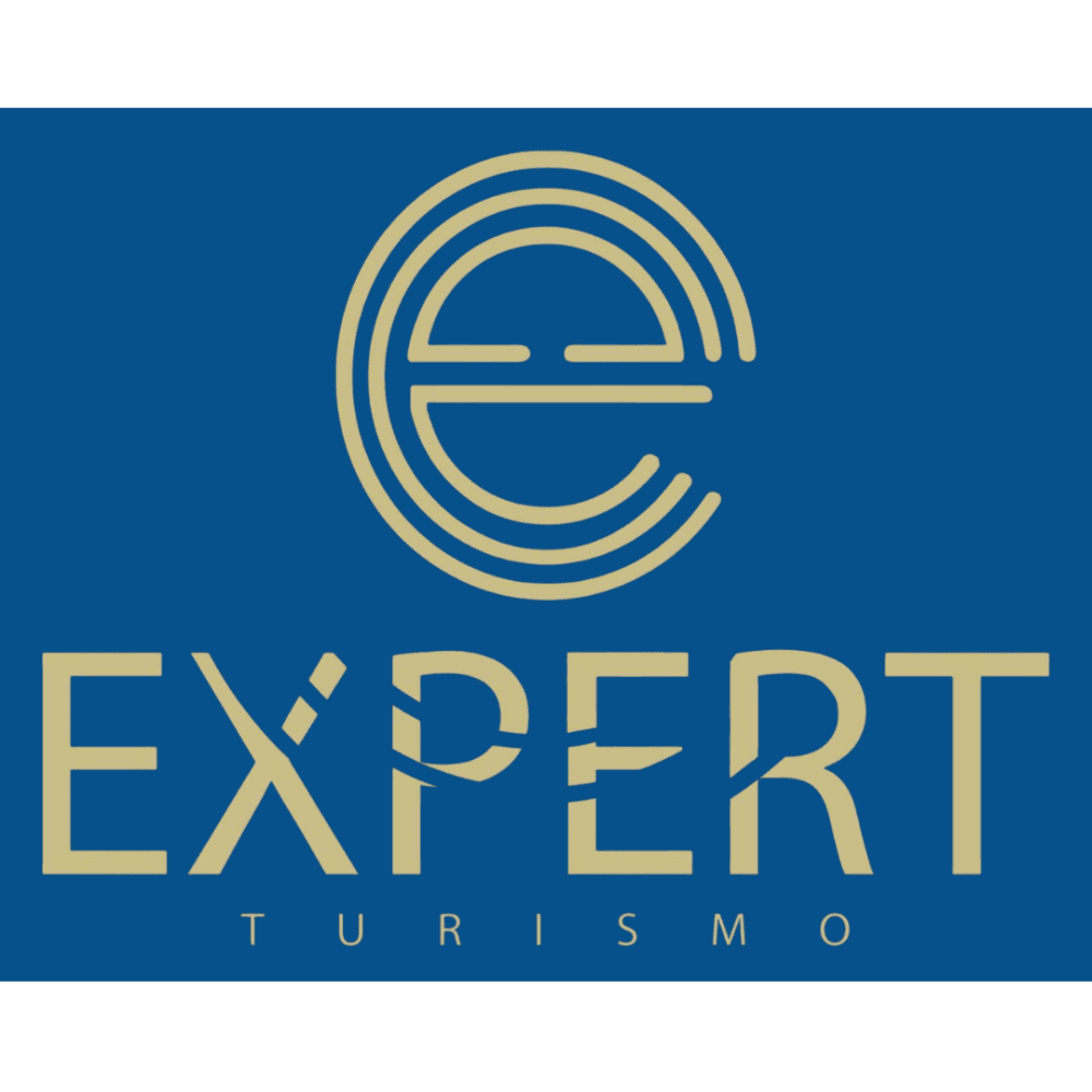 Logo with a stylized 'E' and the words 'EXPERT TURISMO' in beige on a blue background.