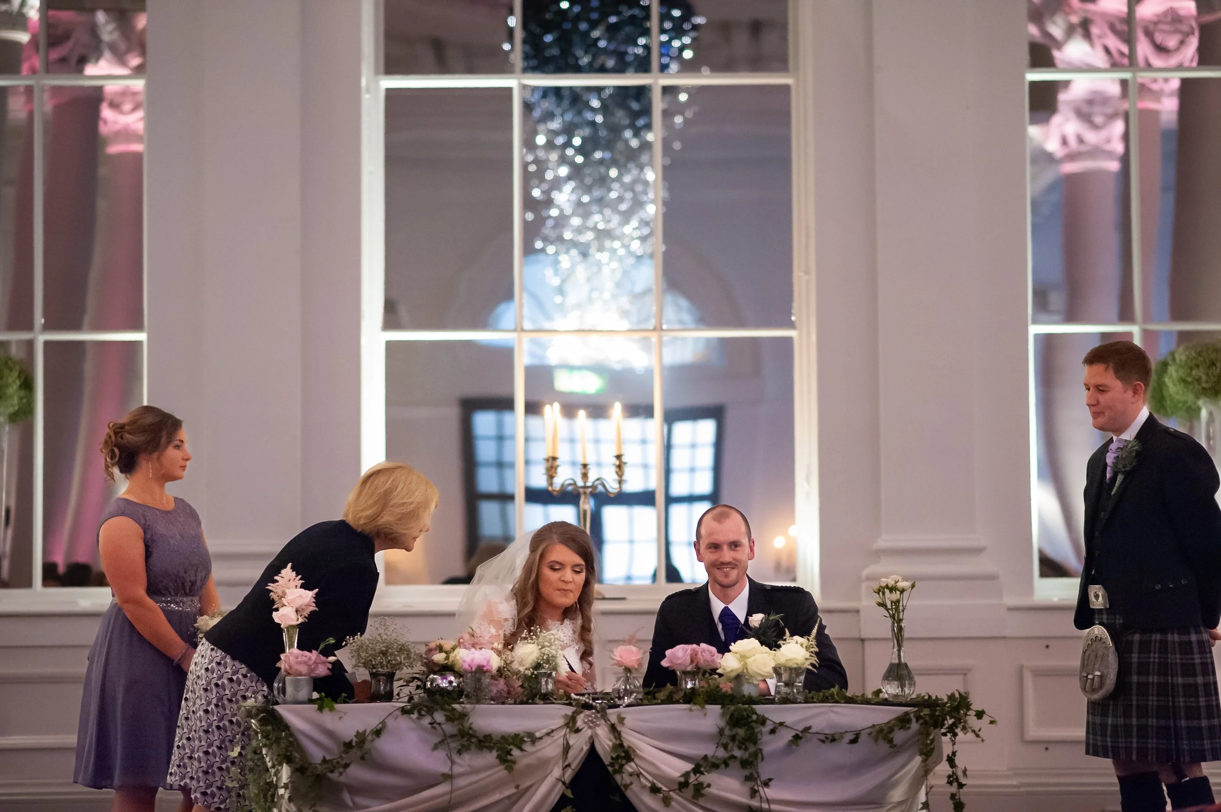 Wedding signing ceremony at The Dome, Edinburgh, Scotland