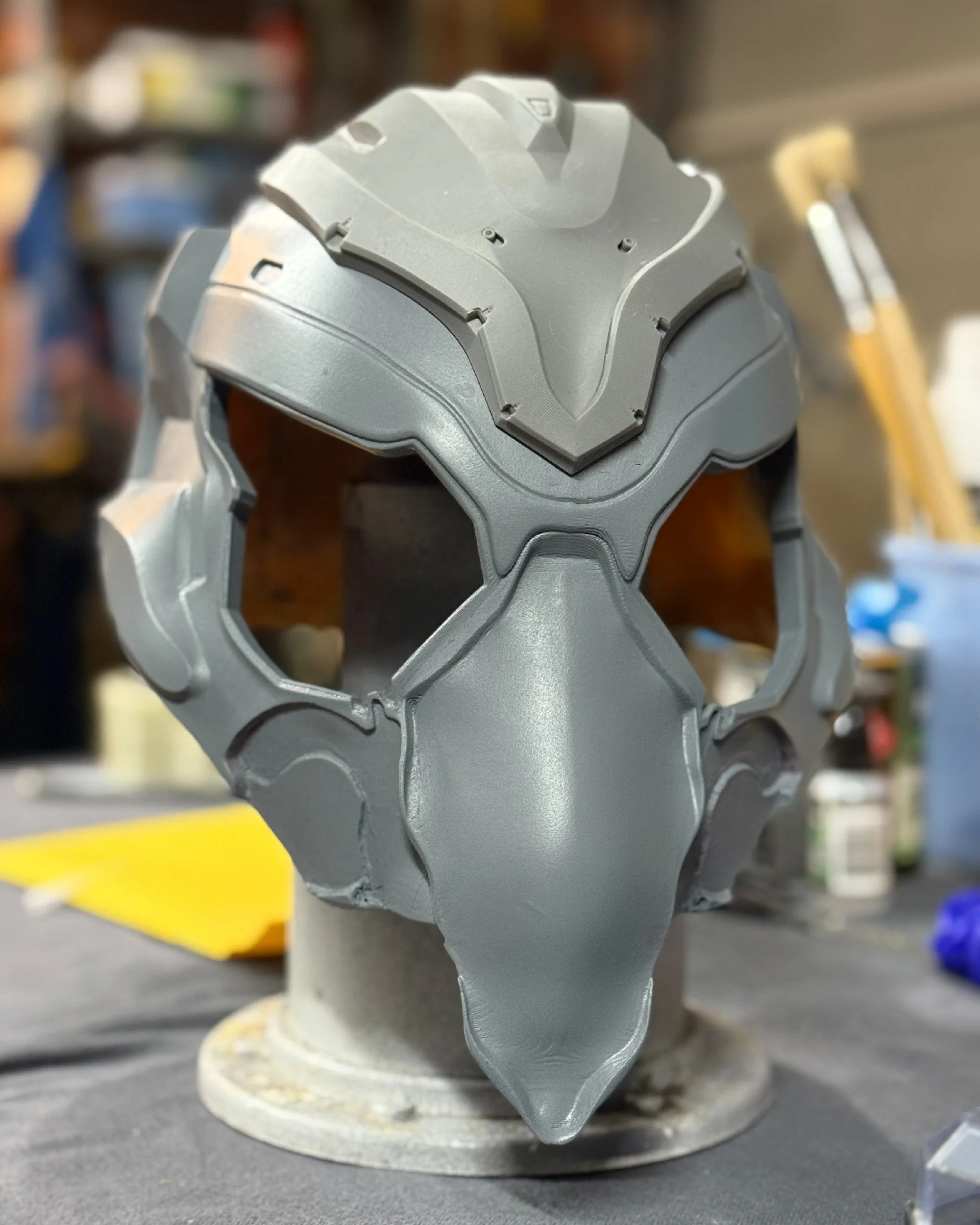 WIP sanding - getting smoother but some layer lines visible. Lots of work is required to get a 3D printed piece screen-ready