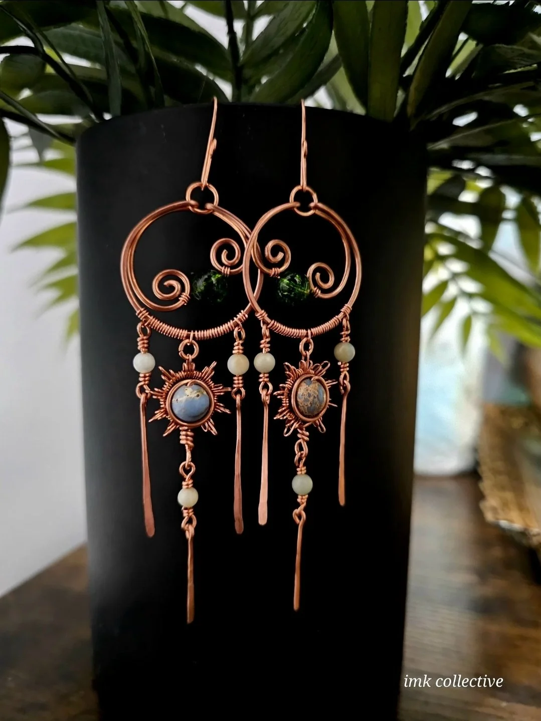 Peridot & Imperial Jasper "Clear Skies" Sun Chandelier Earrings