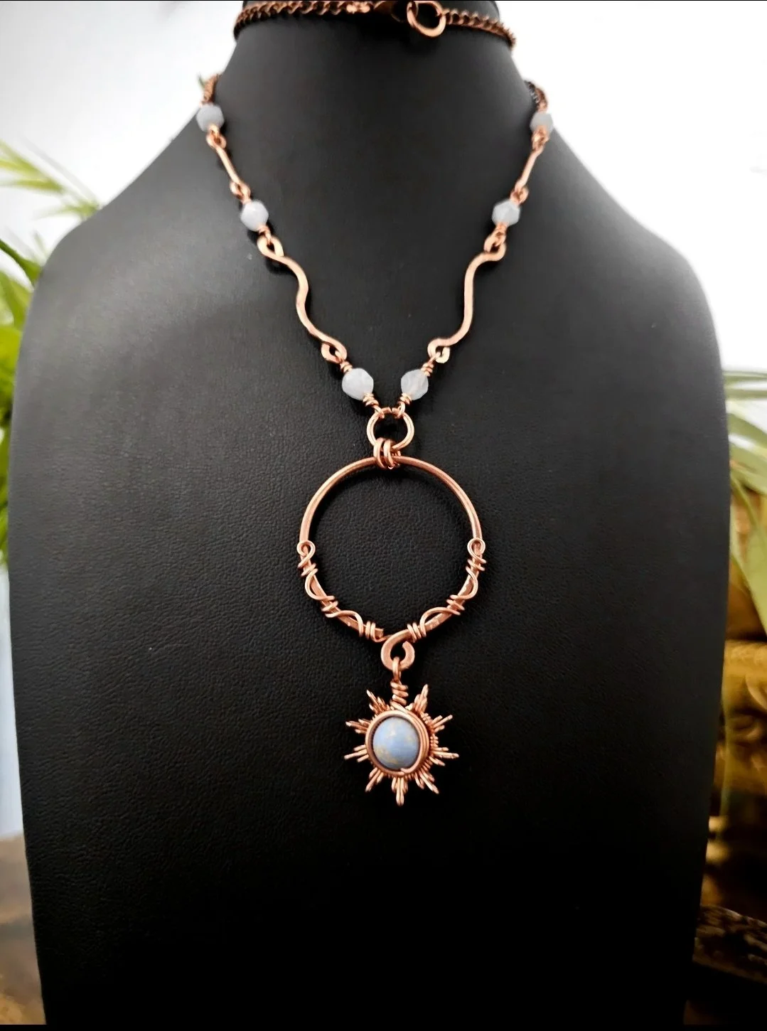 Shoushan Stone & Aquamarine "Sun" Necklace