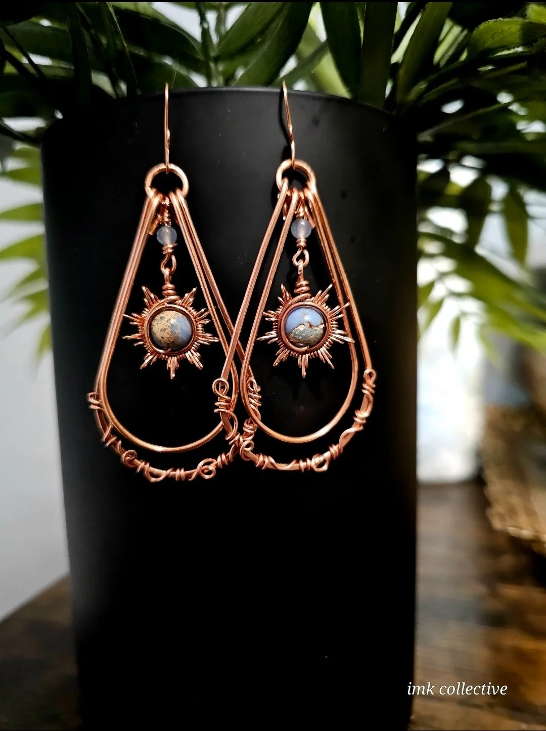 Blue Imperial Jasper "Sun" Earrings