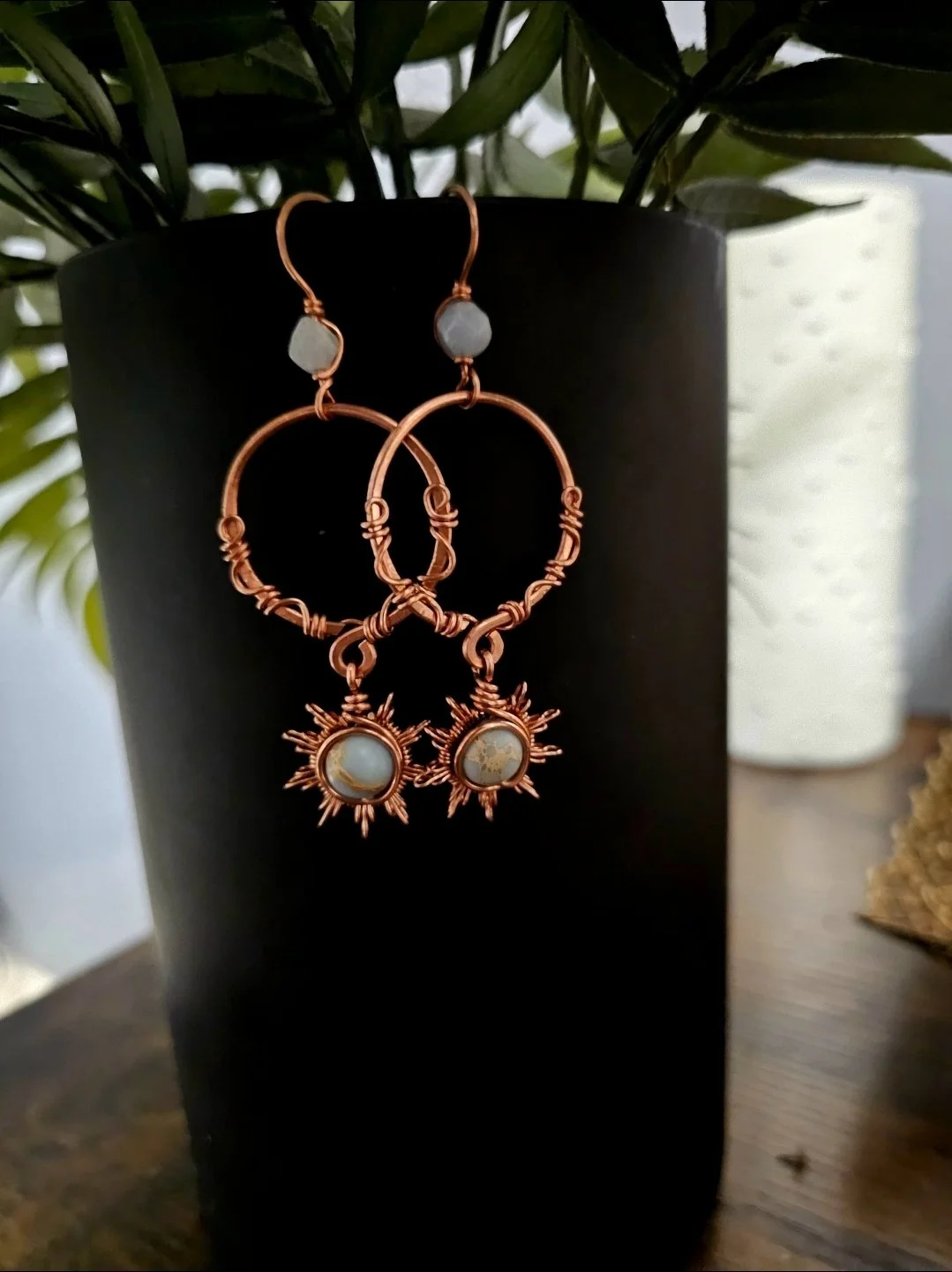 Shoushan Stone & Aquamarine earrings