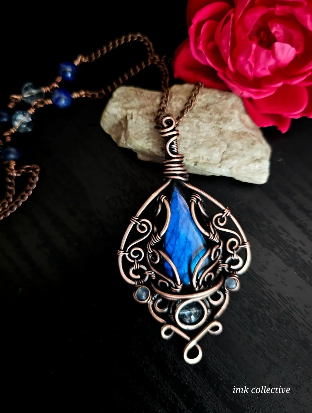 Labradorite & Blue Topaz "Ornate" Necklace