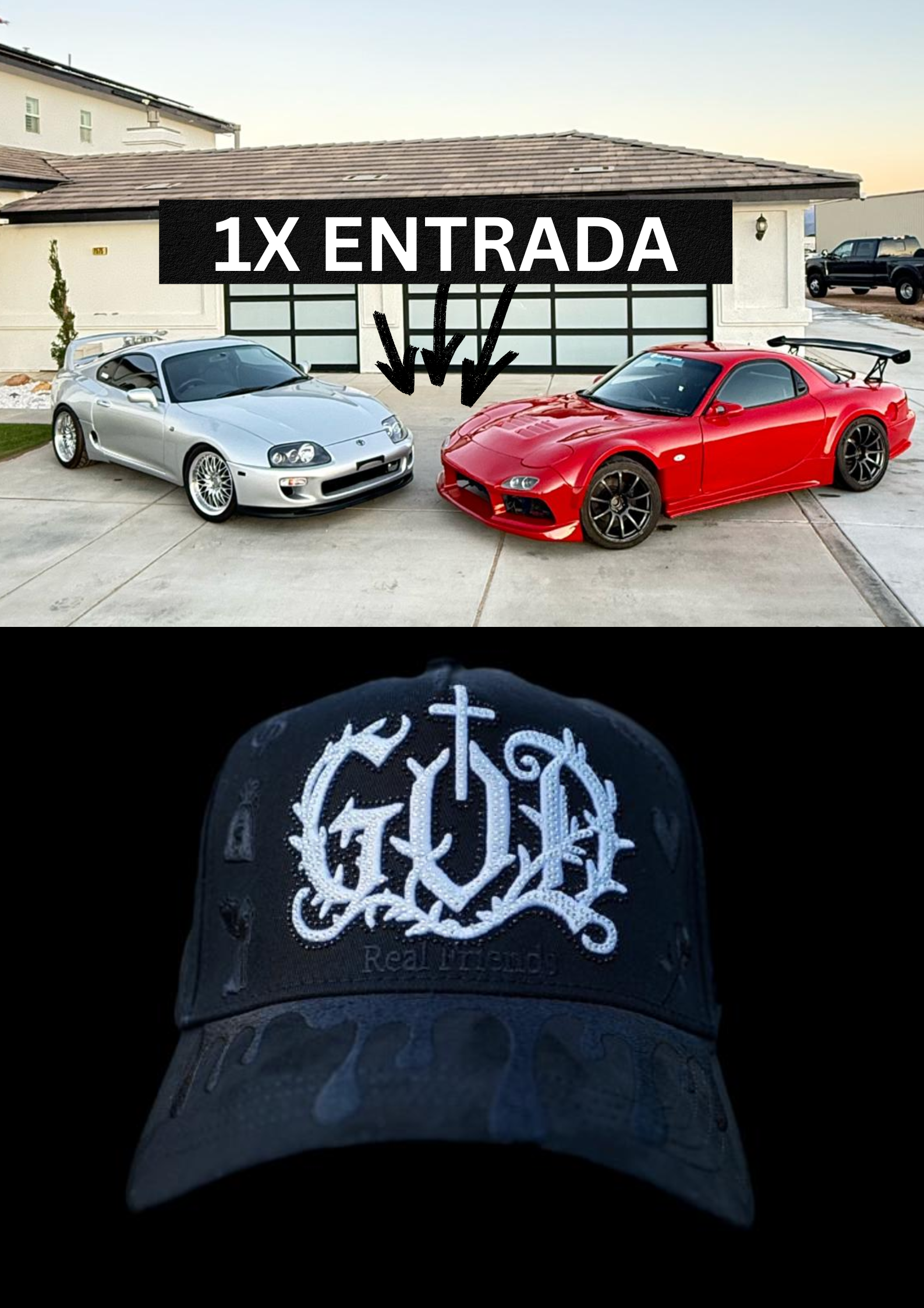 1 Entrada + Gorra “ Versiculo de Valentia” Negra