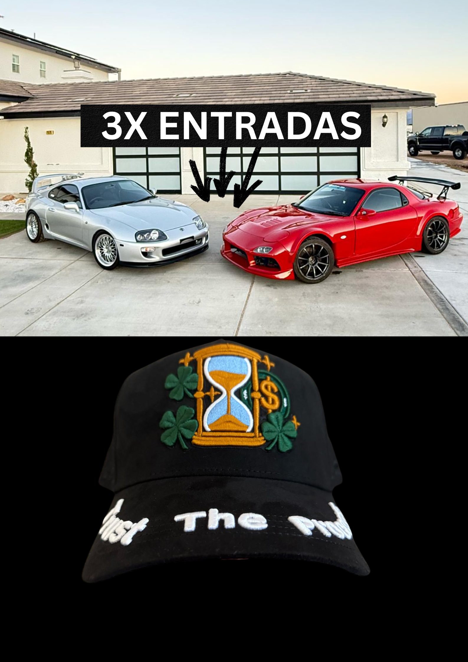 3x ENTRADAS Y 1 GORRA NEGRA DE "Confia en el Proceso"