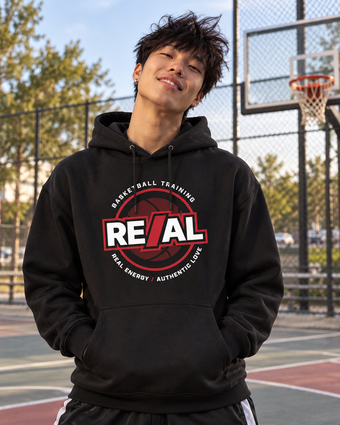 RE/AL Basketball Unisex Hoodie (Circular Design)