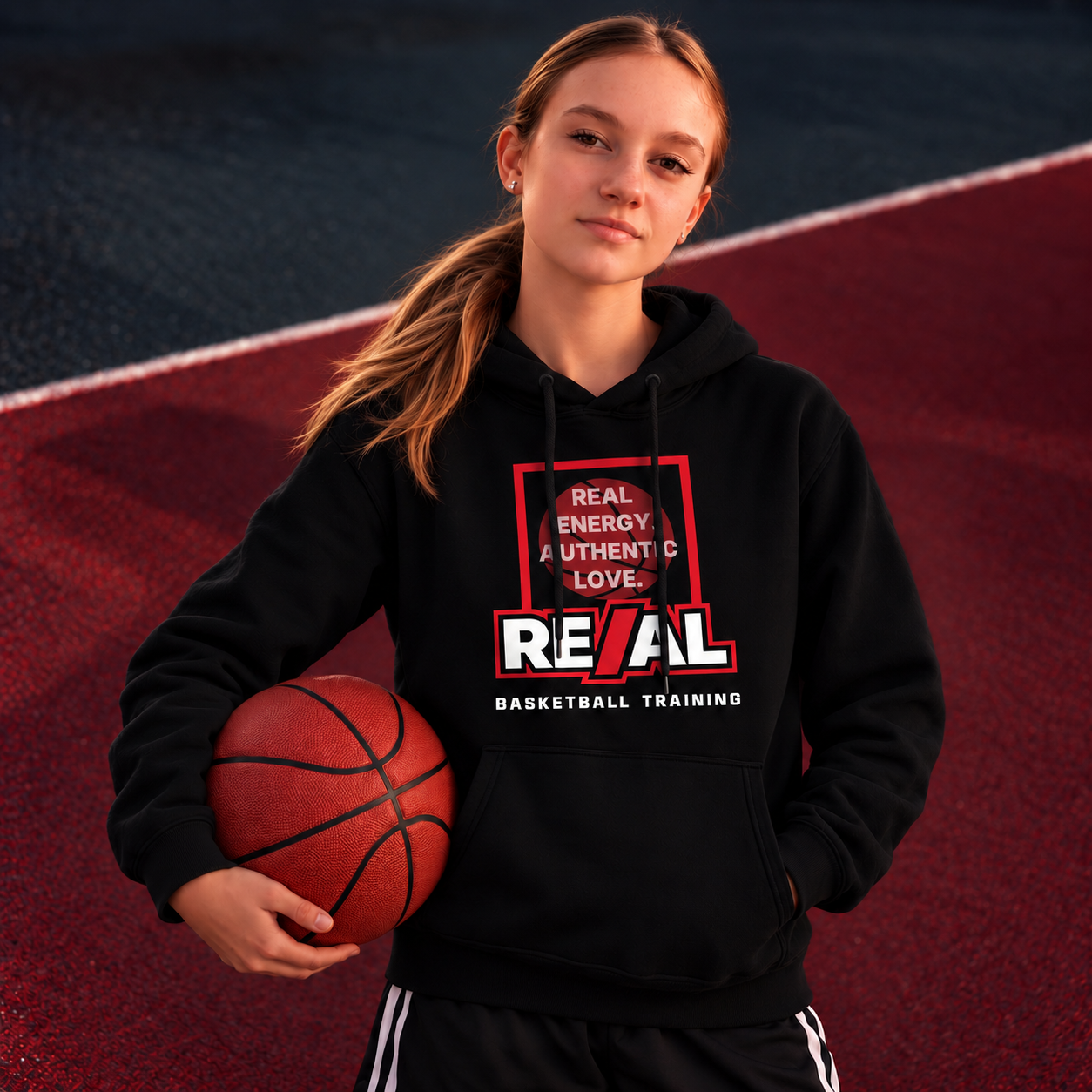 RE/AL Basketball Unisex Hoodie (REAL Slogan Design)