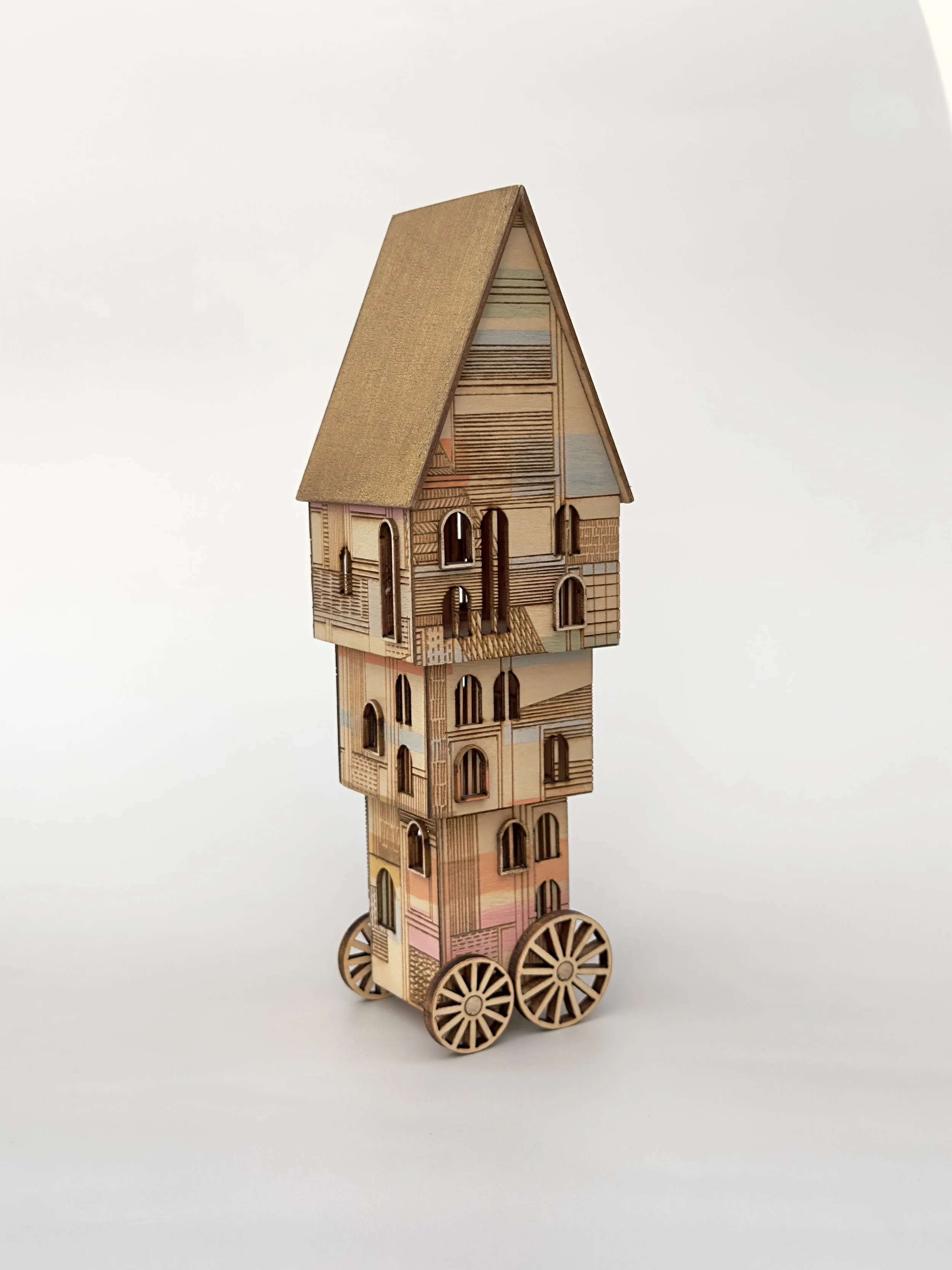 No 3 Stacked three tier house on wheels