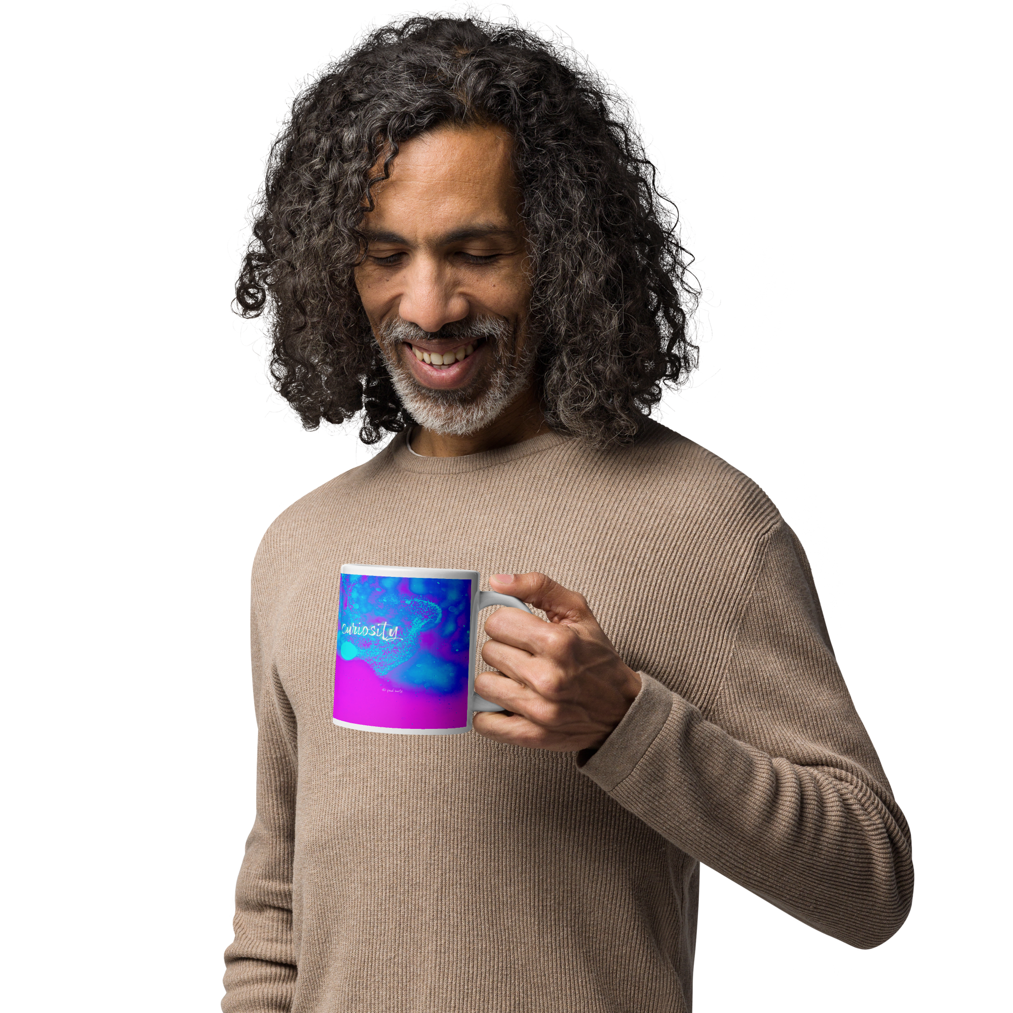 White Glossy Mug - 20, 15, 11 oz - Curiosity by Paul Rudy & the Kate Shu Collective