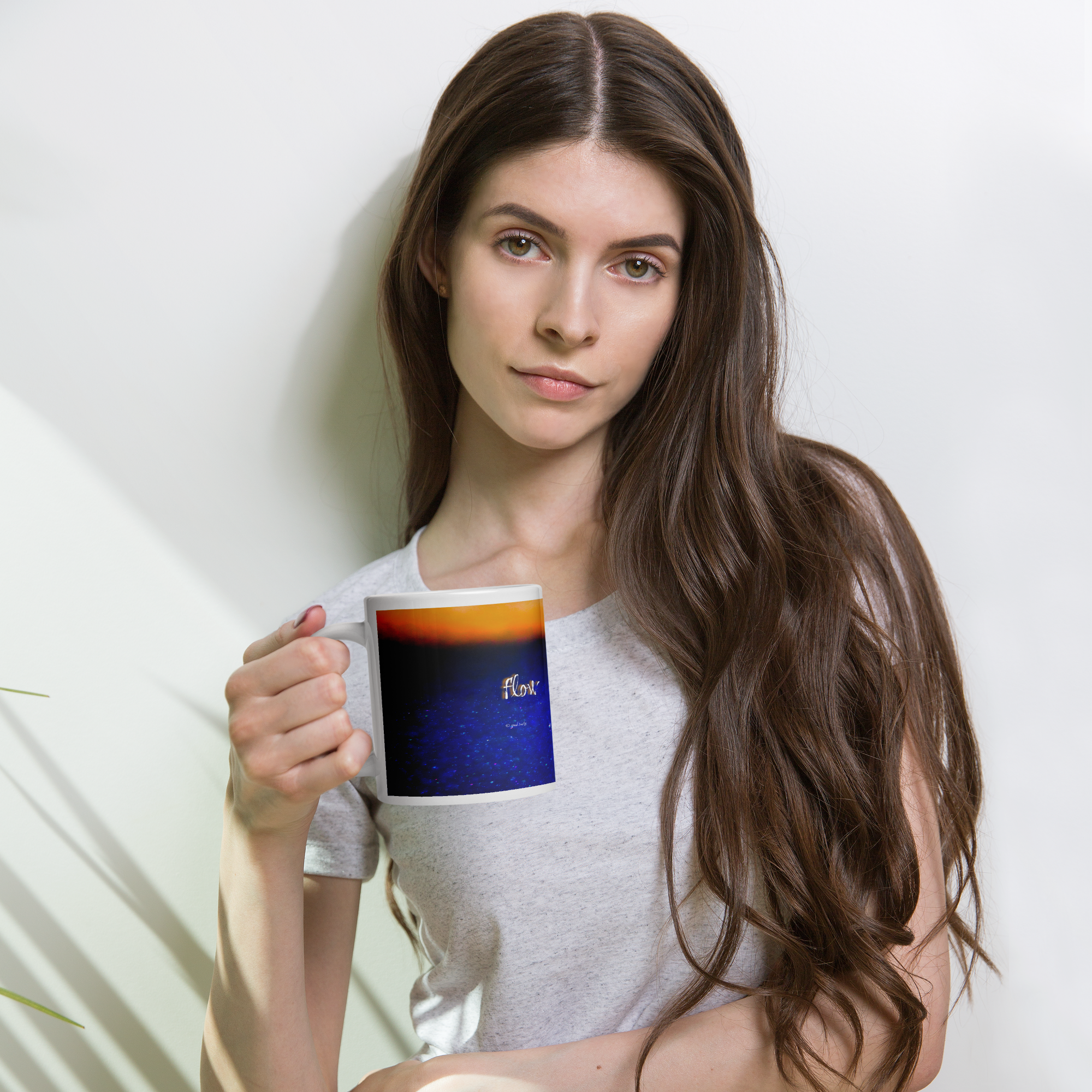 White Glossy Mug - 20, 15, 11 oz - Flow by Paul Rudy & the Kate Shu Collective