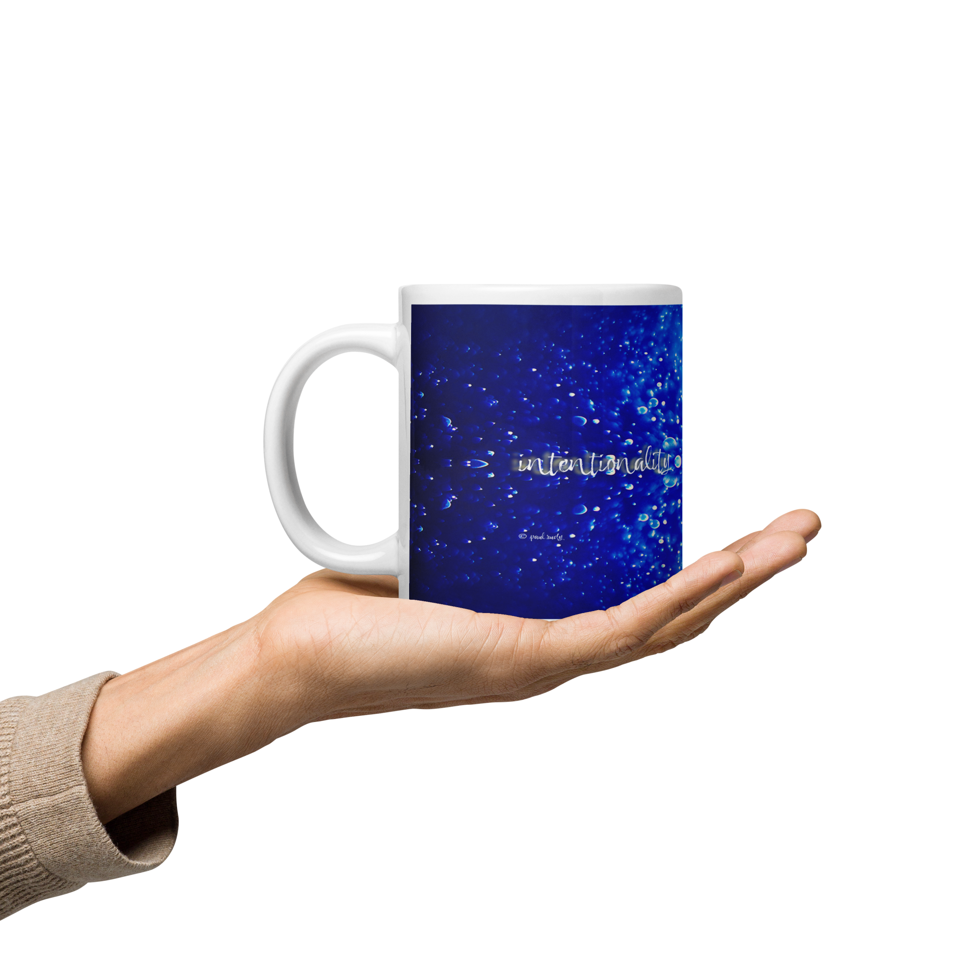 White Glossy Mug - 20, 15, 11 oz - Intentionality by Paul Rudy & the Kate Shu Collective