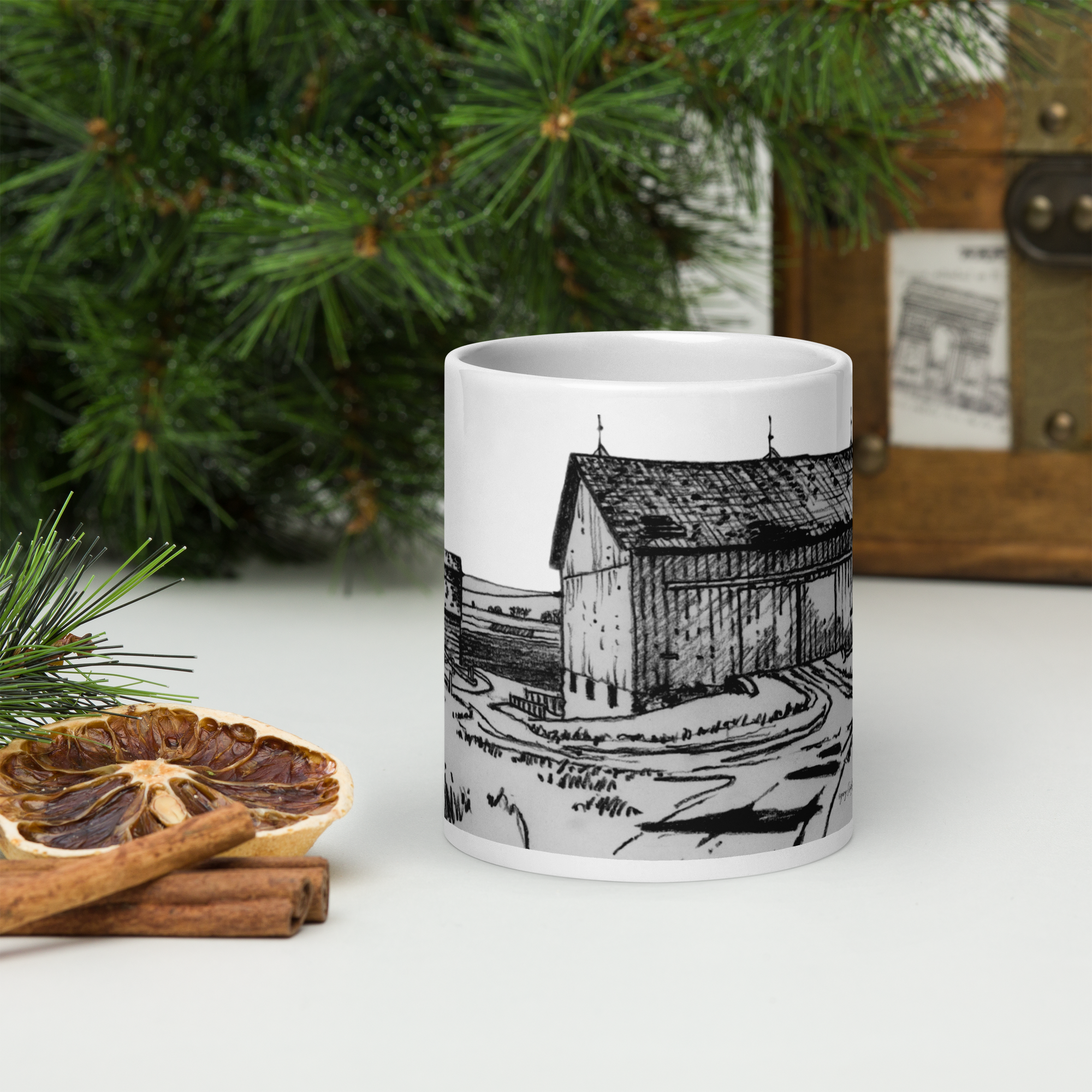 White Glossy Mug - 20, 15, 11 oz - The Farm I by Gary L Hightshoe & the Kate Shu Collective