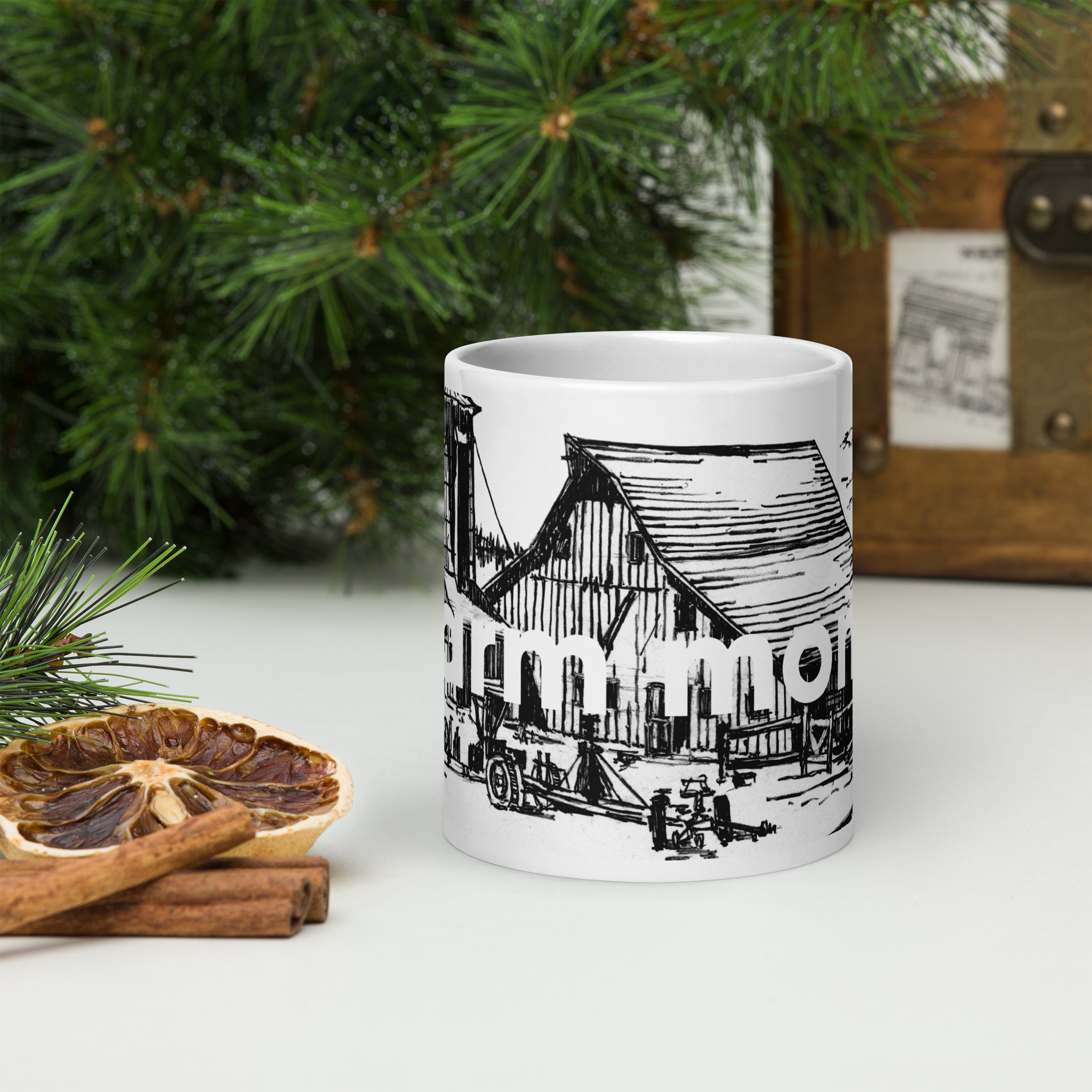 White Glossy Mug - 20, 15, 11 oz - The Farm IX - Farm Mom by Gary L Hightshoe & the Kate Shu Collective