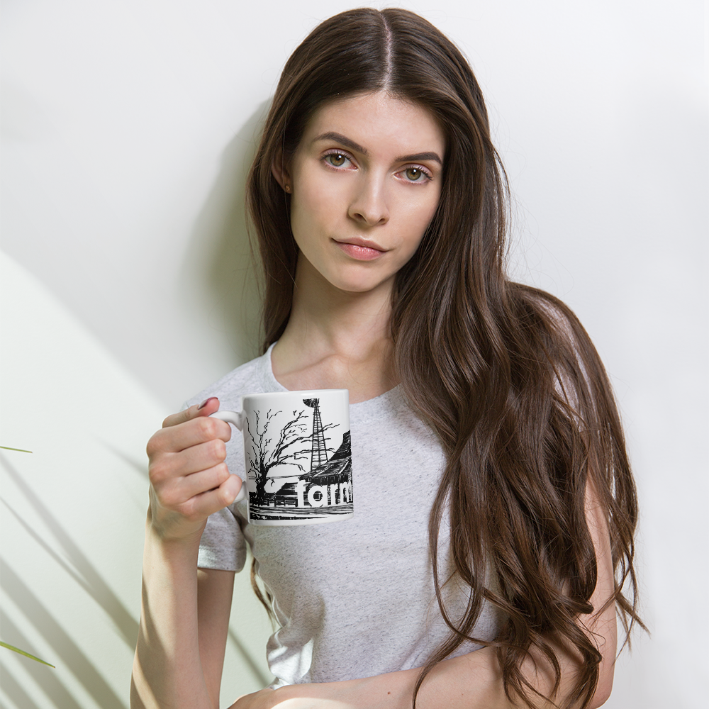 White Glossy Mug - 20, 15, 11 oz - The Farm VI - Farm Dad by Gary L Hightshoe & the Kate Shu Collective
