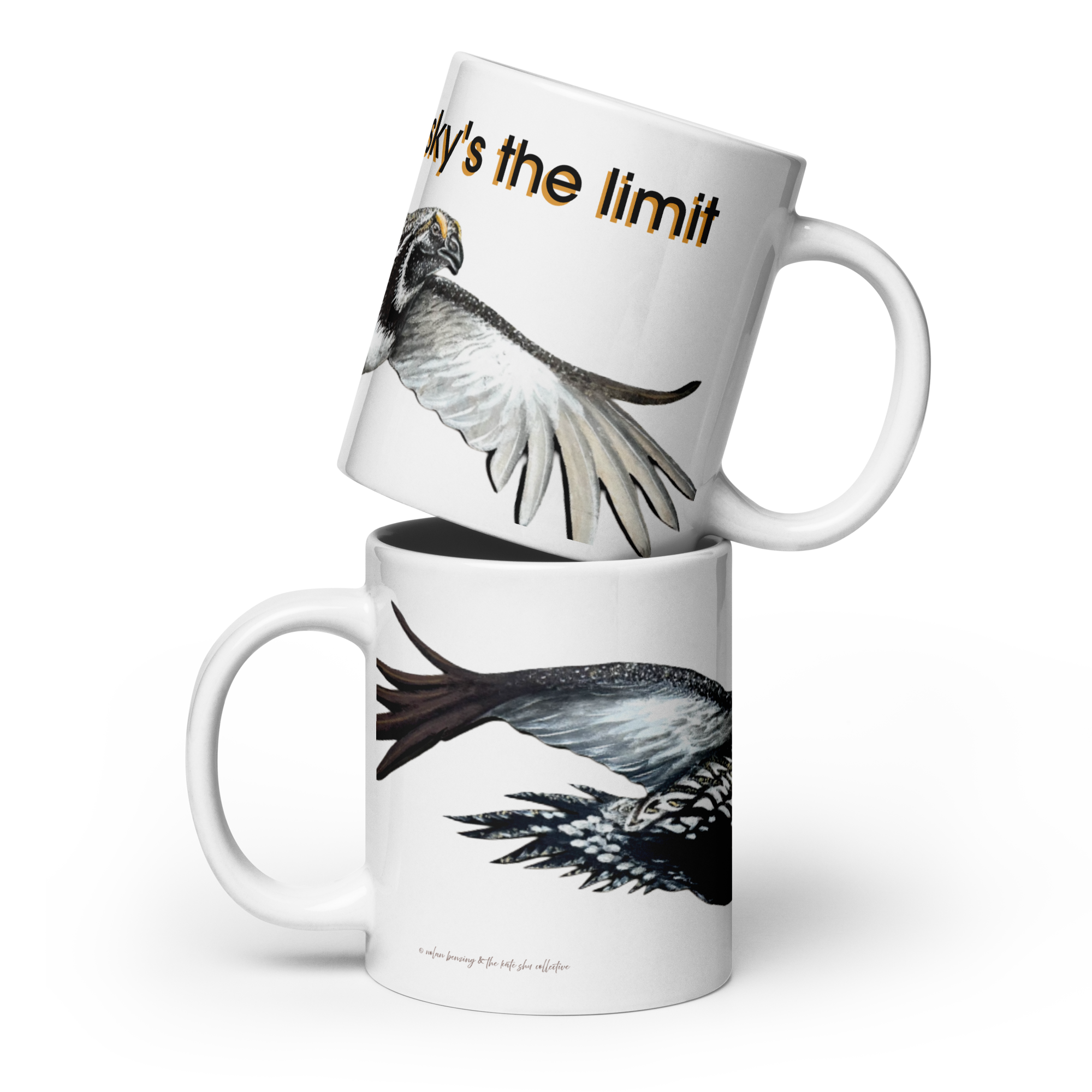 White Glossy Mug - 20, 15, 11 oz - Ornithology: Kestrel Collection, Sky's the Limit by Nolan Benzing & the Kate Shu Collective