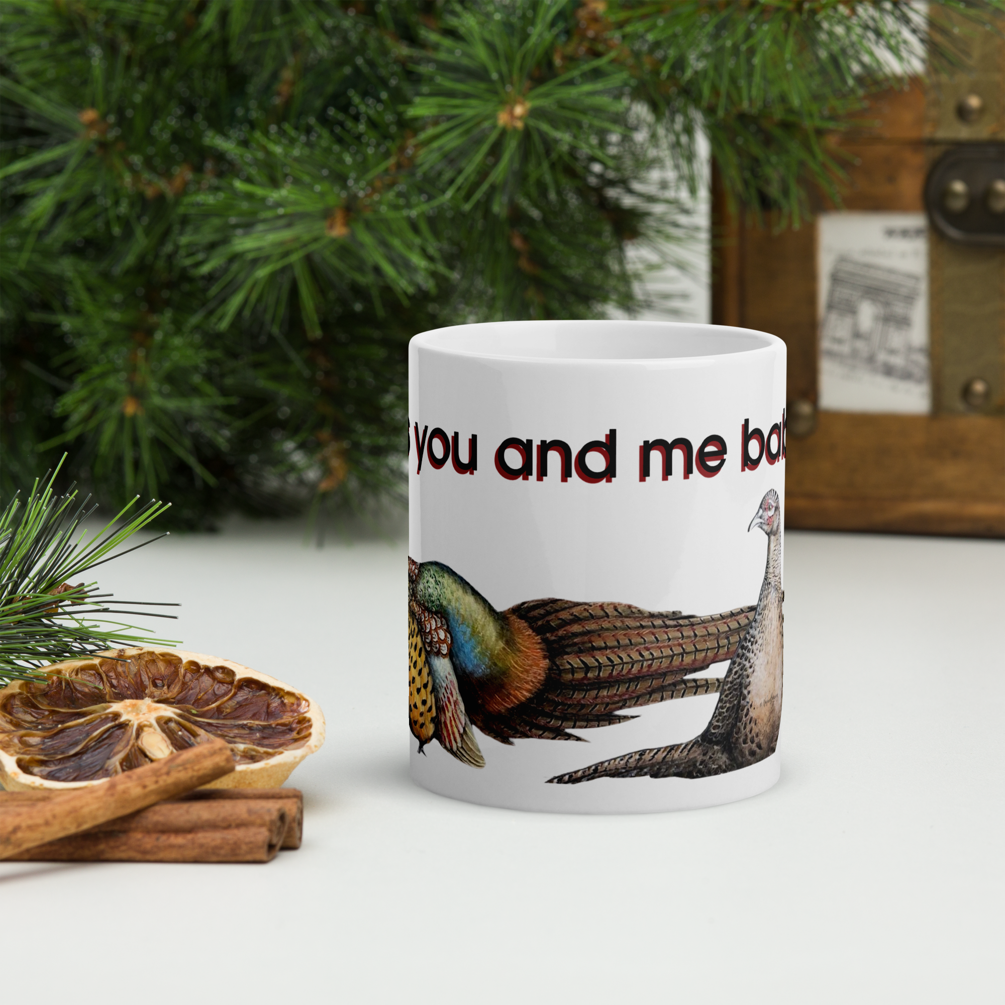 White Glossy Mug - 20, 15, 11 oz -  Ornithology: Kestrel Collection, It's You and Me Babe by Nolan Benzing & the Kate Shu Collective