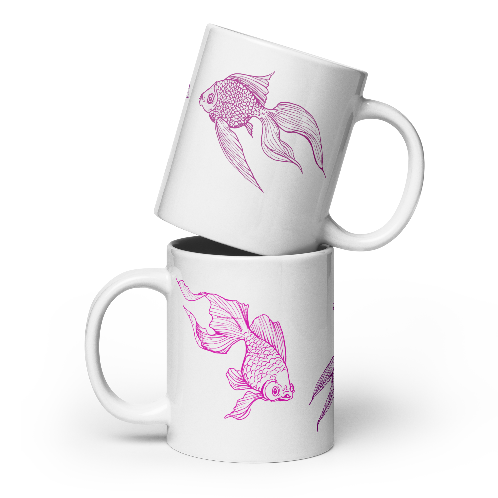 White Glossy Mug - 20, 15, 11 oz - All Pinked Out by Deanna Schweitzer & the Kate Shu Collective