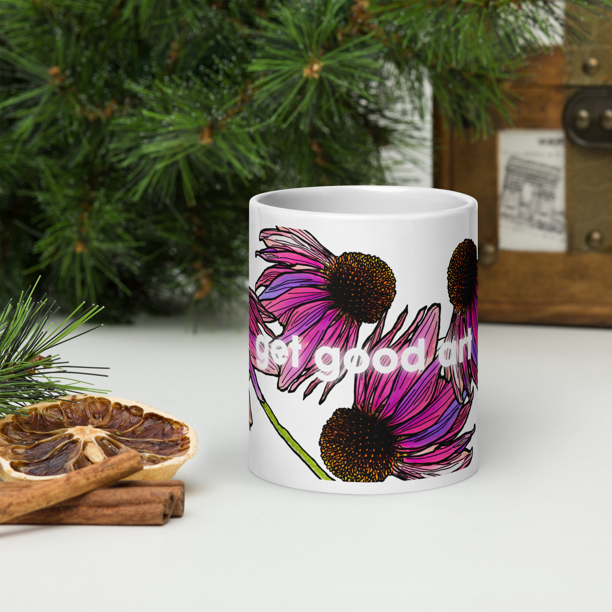 White Glossy Mug - 20, 15, 11 oz - Get Good Art: the Jessica by Kate Shu & the Kate Shu Collective