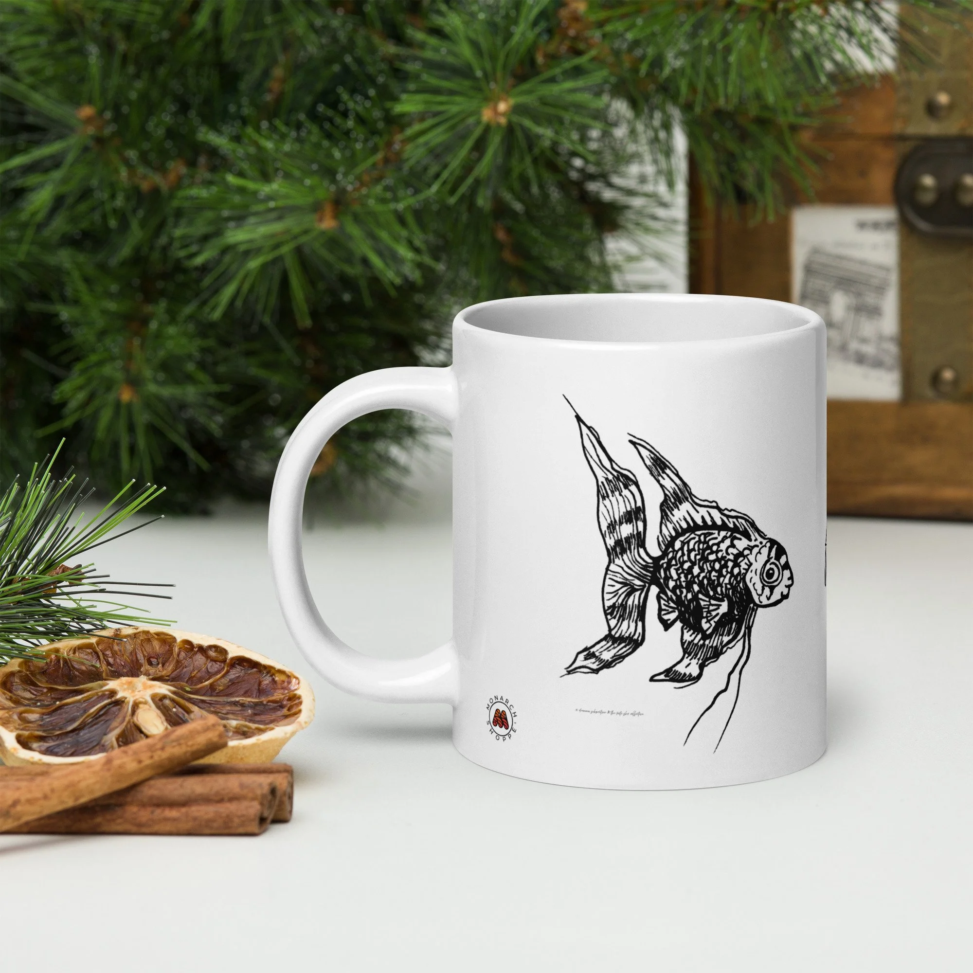 White Glossy Mug - 20, 15, 11 oz - Fishing for the Truth by Deanna Schweitzer & the Kate Shu Collective