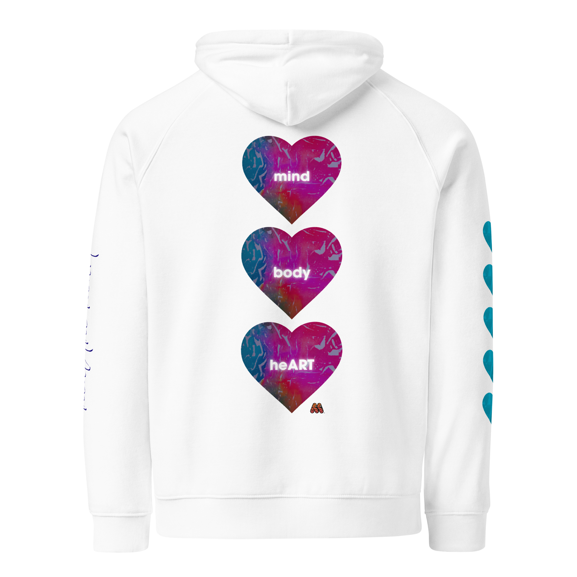Unisex Eco Raglan Hoodie - 5 Colors - Mind, Body, HeART by Harold Otis & the Kate Shu Collective