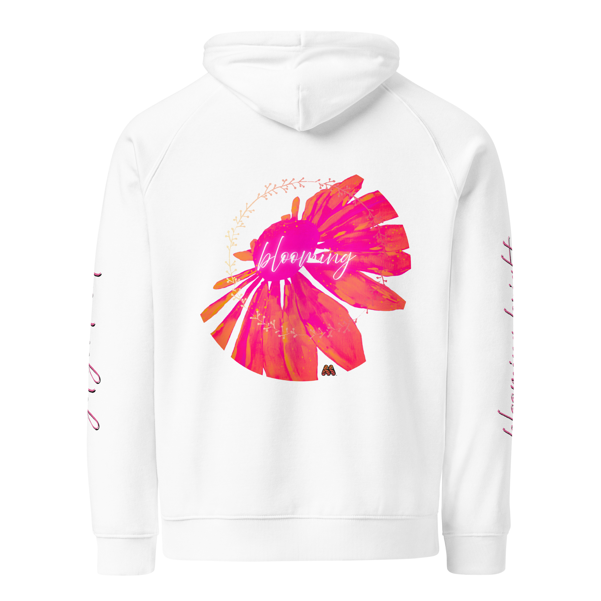 Unisex Eco Raglan Hoodie - 6 Colors - Get Good Art: Blooming Pink by Stephanie Hopwood & the Kate Shu Collective