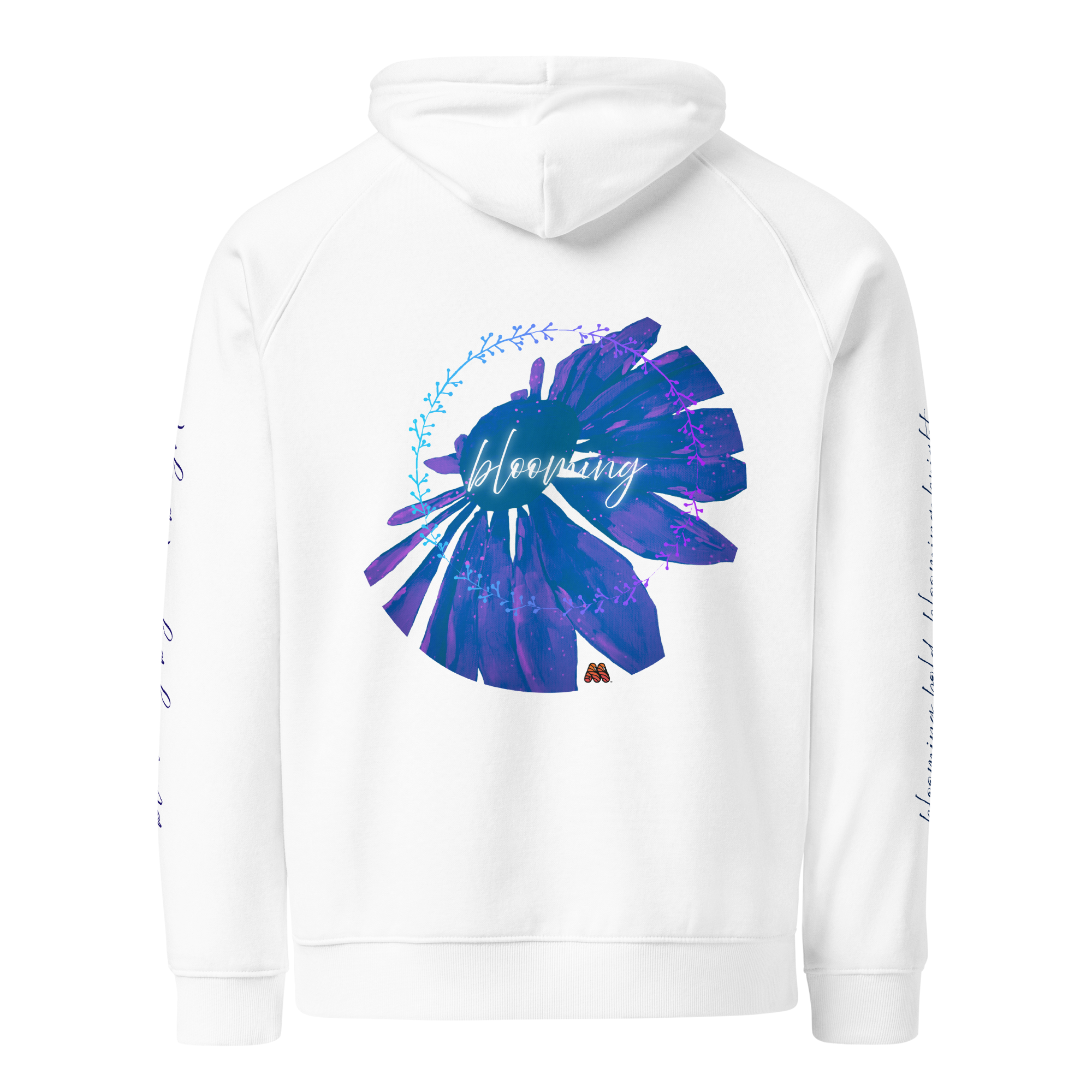 Unisex Eco Raglan Hoodie - 5 Colors - Get Good Art: Blooming Blue Skies by Stephanie Hopwood & the Kate Shu Collective