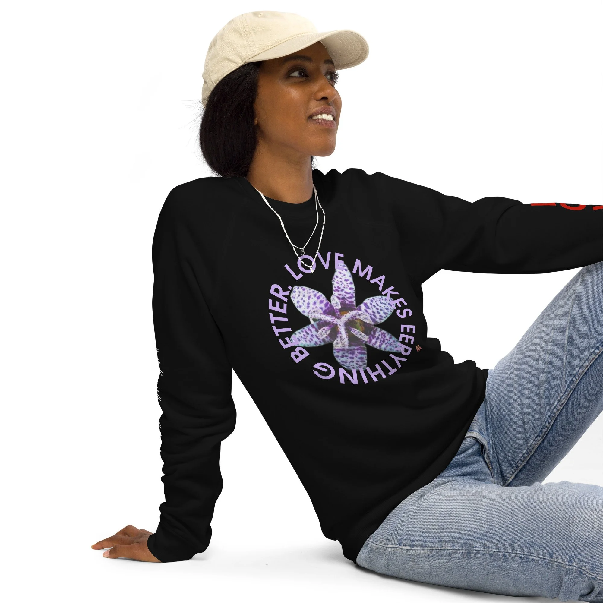 Unisex Organic Raglan Sweatshirt - 4 Colors - Love Makes Everything Better: Toadally Beautiful by Suzie Hightshoe & the Kate Shu Collective