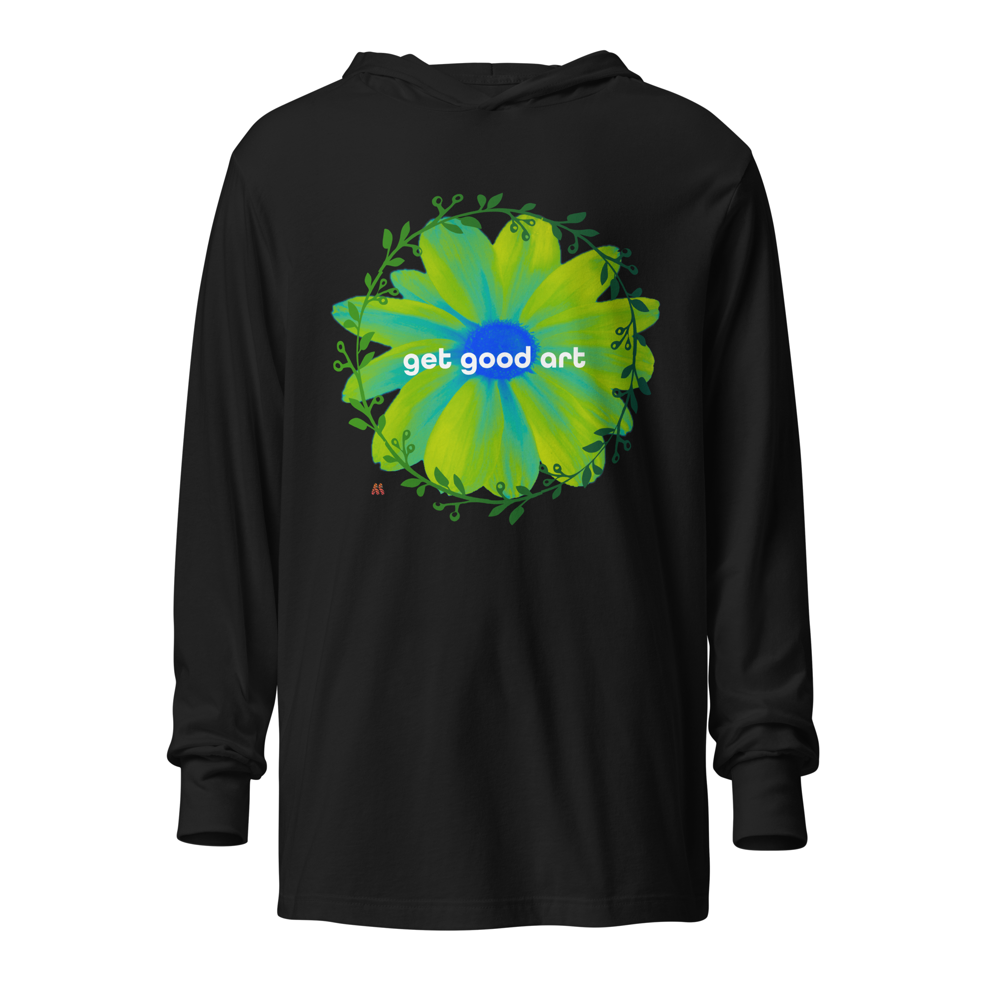 Hooded Long Sleeve Tee - 5 Colors - Get Good Art: Green & Lean by Suzie Hightshoe & the Kate Shu Collective