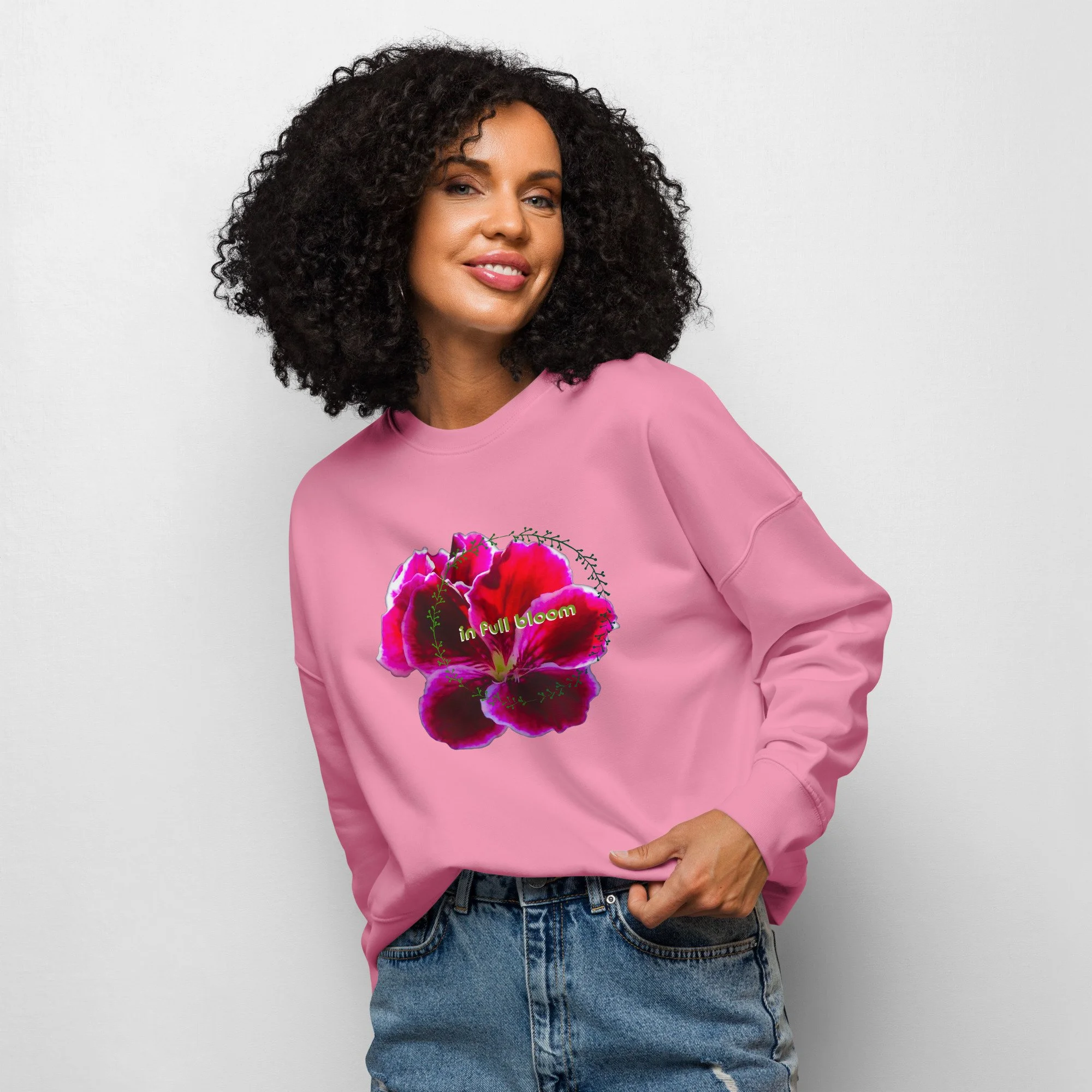 Women’s Organic Crew Neck Sweatshirt - 6 Colors - In Full Bloom by Suzie Hightshoe & the Kate Shu Collective