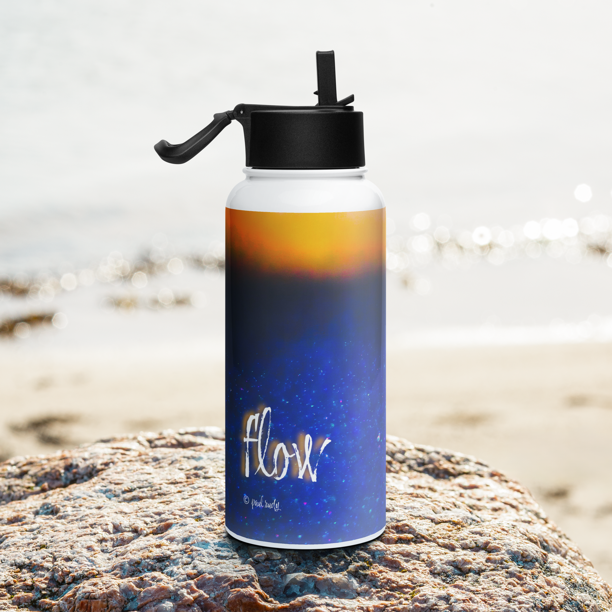Stainless Steel Water Bottle with a Straw Lid - 32 oz - Flow by Paul Rudy & the Kate Shu Collective
