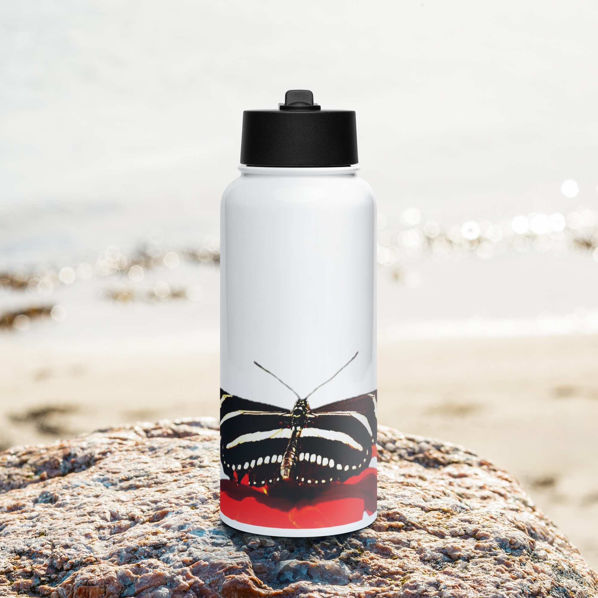 Stainless Steel Water Bottle with a Straw Lid - 32 oz - Love Makes Everything Better by Suzie Hightshoe & the Kate Shu Collective