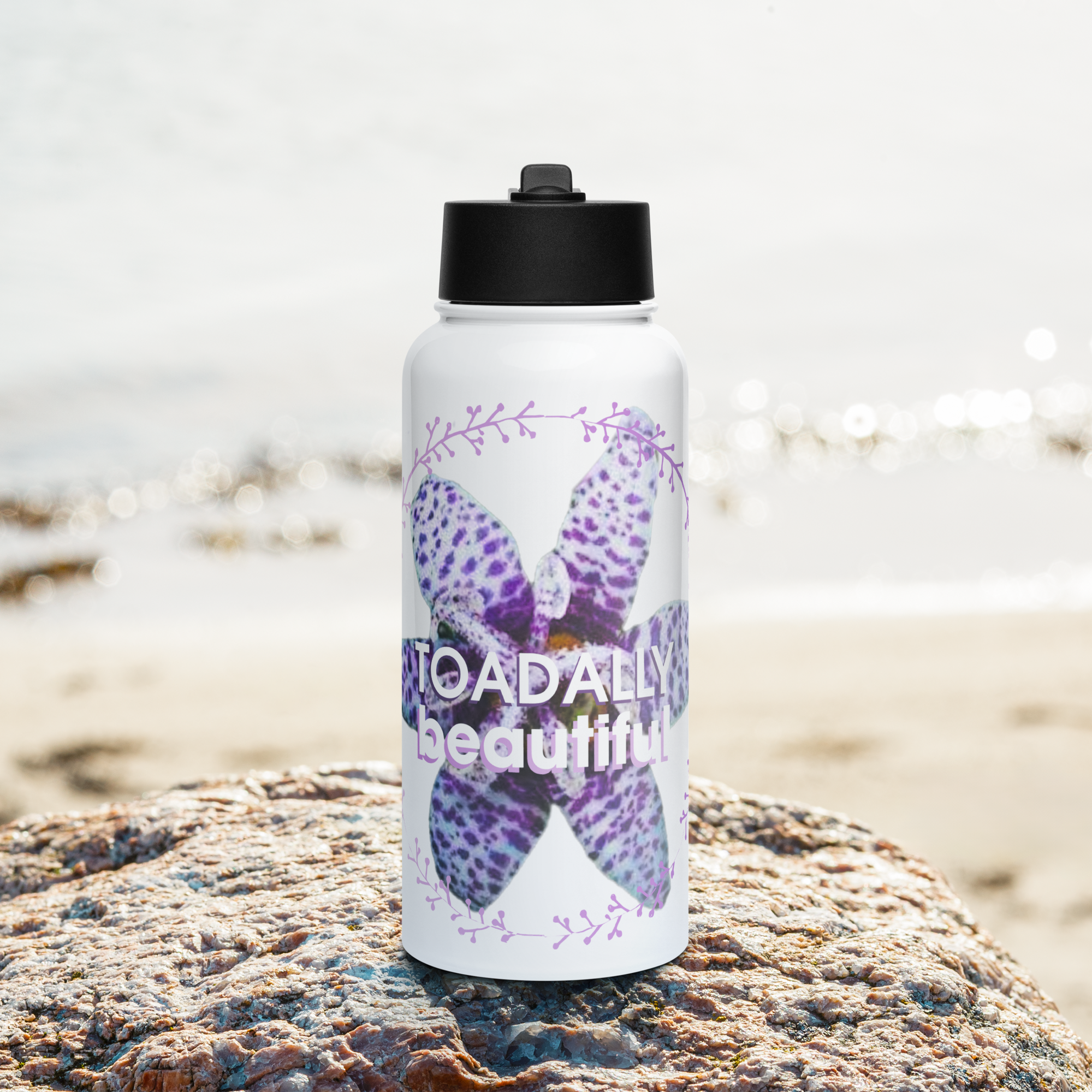 Stainless Steel Water Bottle with a Straw Lid - 32 oz - Toadally Beautiful by Suzie Hightshoe & the Kate Shu Collective