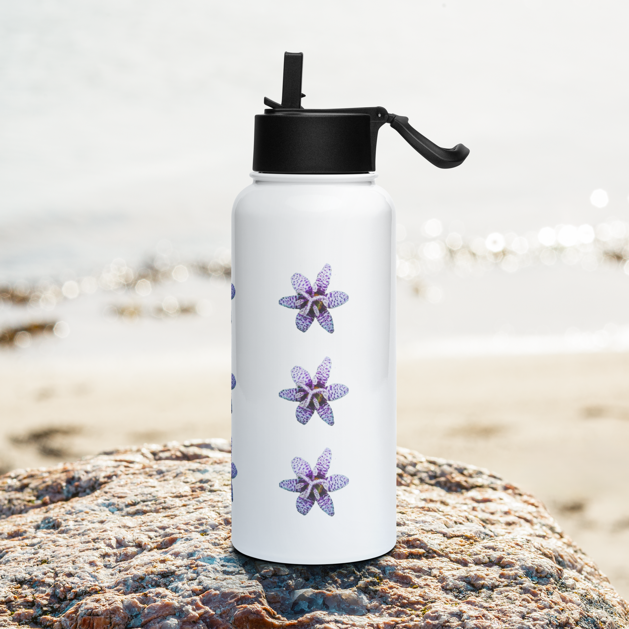 Stainless Steel Water Bottle with a Straw Lid - 32 oz - Toadally (Toad Lily) by Suzie Hightshoe & the Kate Shu Collective