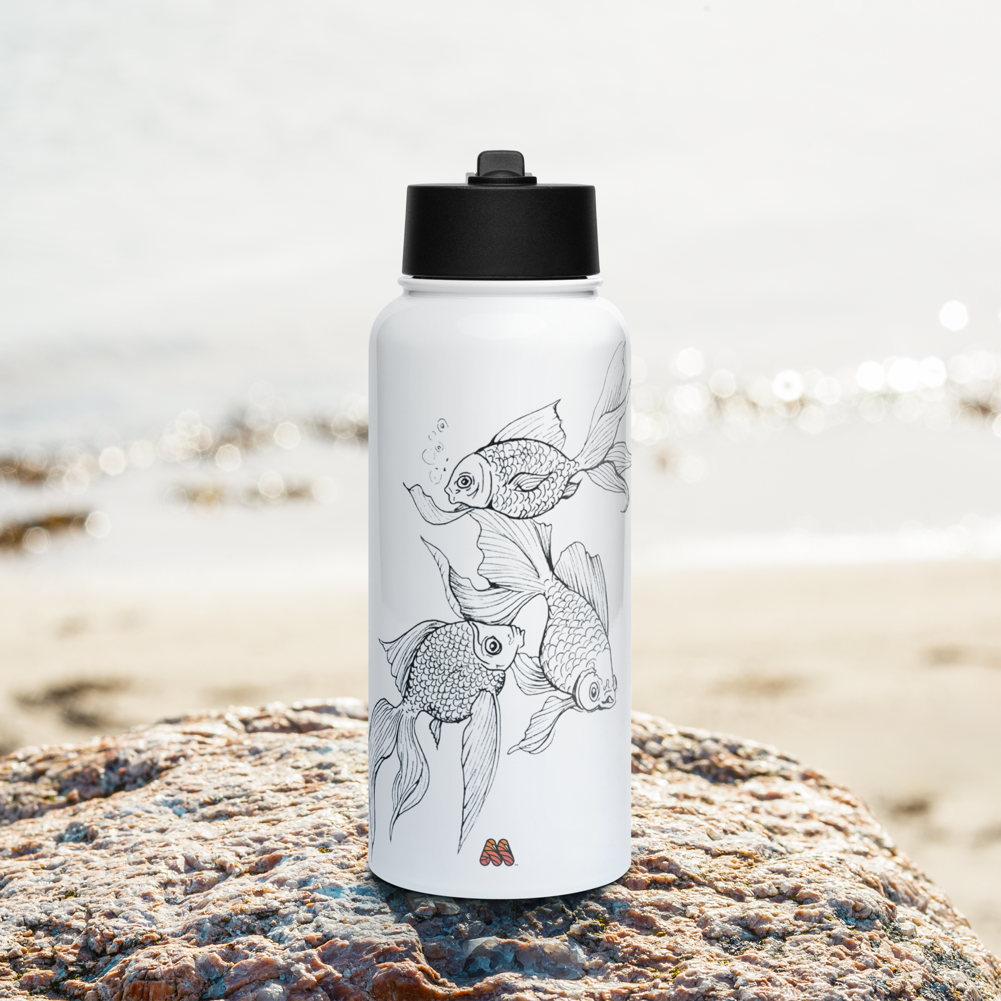 Stainless Steel Water Bottle with a Straw Lid - 32 oz - Three's a Crowd by Deanna Schweitzer & the Kate Shu Collective
