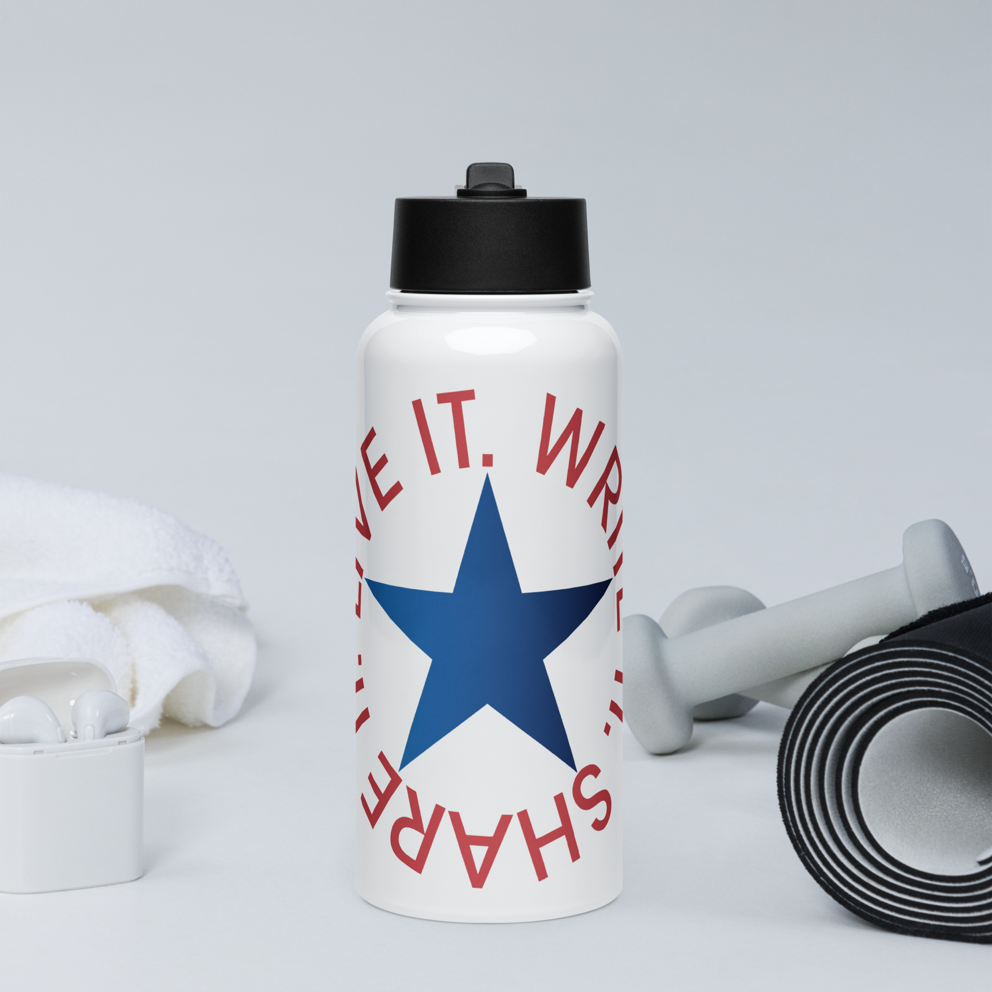 Stainless Steel Water Bottle with a Straw Lid - 32 oz - Tell Your Story, Love Life by Juli Accola & the Kate Shu Collective