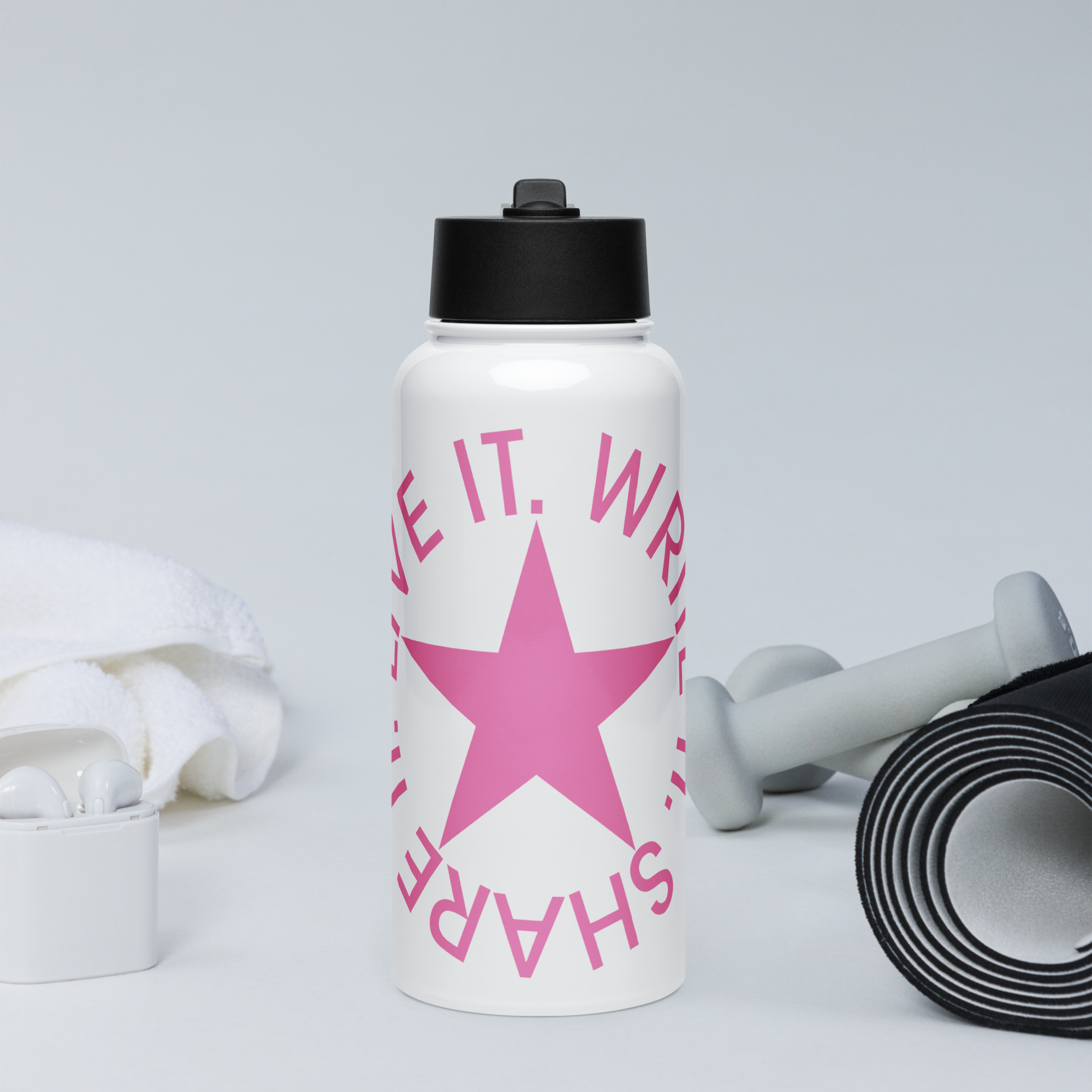 Stainless Steel Water Bottle with a Straw Lid - 32 oz - Tell Your Story, Love Life by Juli Accola & the Kate Shu Collective