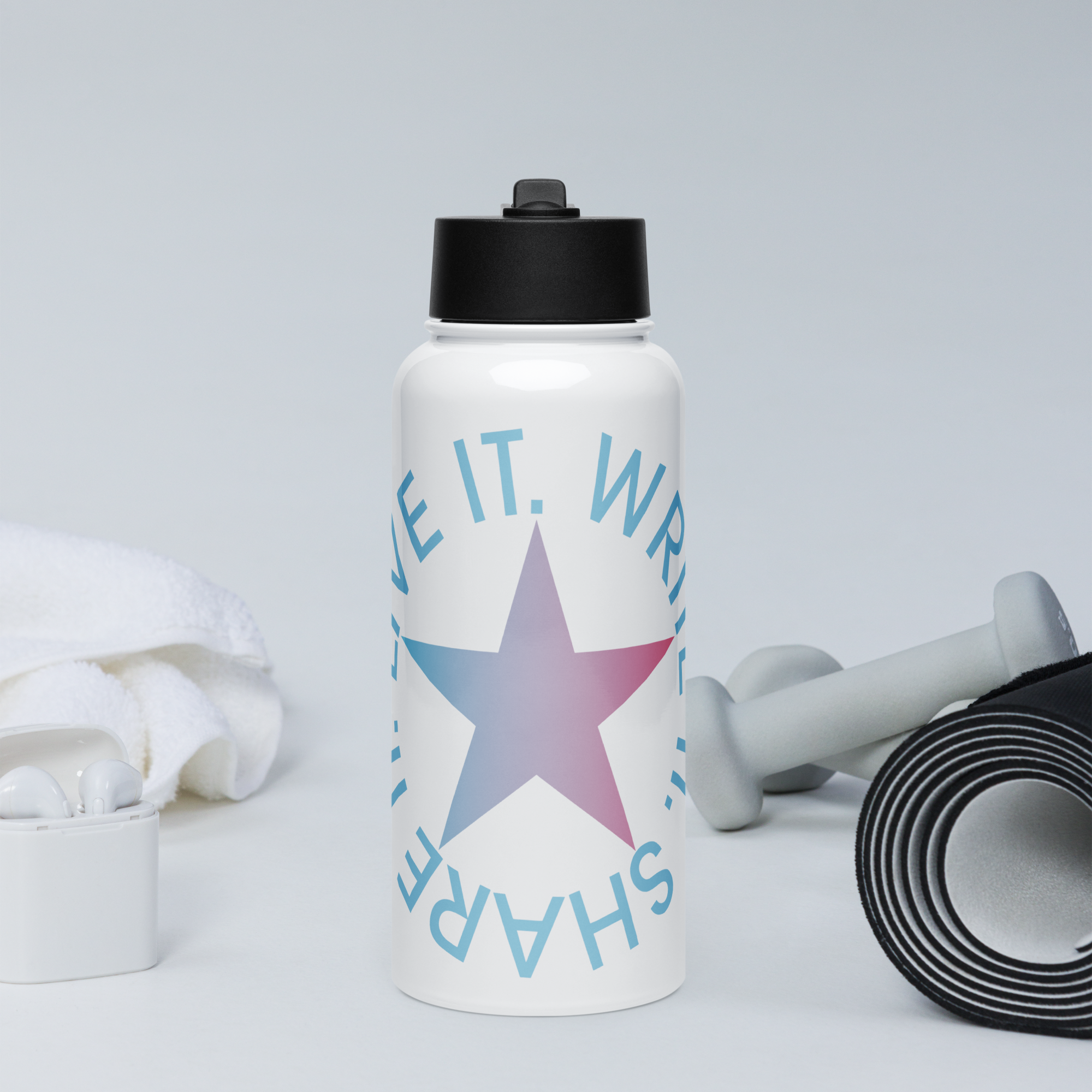 Stainless Steel Water Bottle with a Straw Lid - 32 oz - Tell Your Story, Love Life by Juli Accola & the Kate Shu Collective