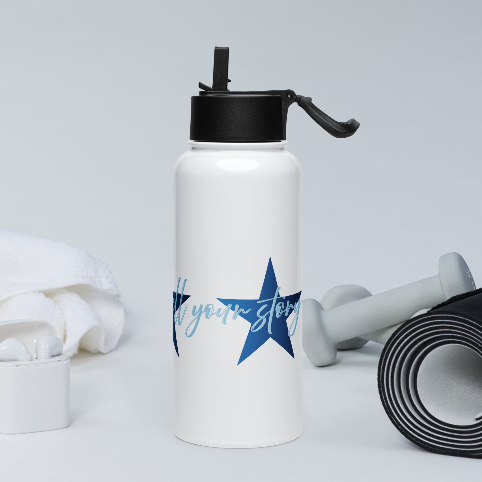 Stainless Steel Water Bottle with a Straw Lid - 32 oz - Tell Your Story, Love Life by Juli Accola & the Kate Shu Collective