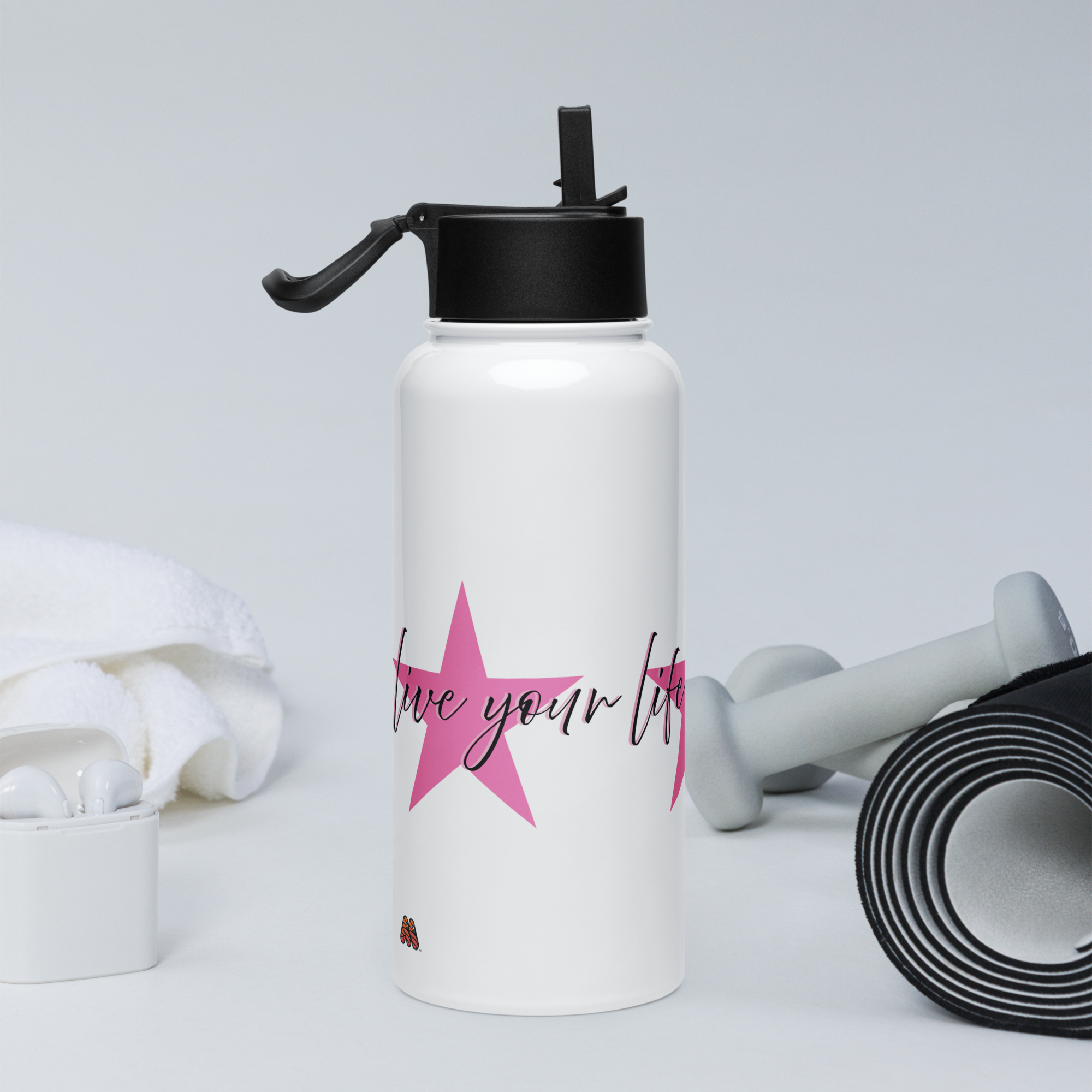 Stainless Steel Water Bottle with a Straw Lid - 32 oz - Tell Your Story, Love Life by Juli Accola & the Kate Shu Collective