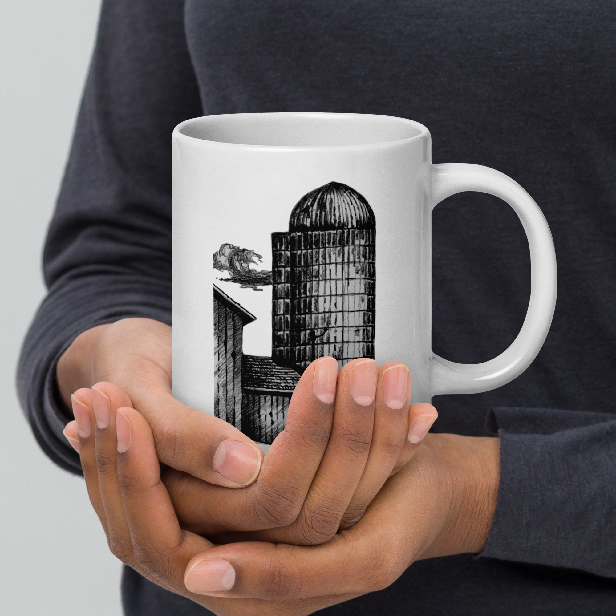 White Glossy Mug - 20, 15, 11 oz - The Farm by Gary L Hightshoe & the Kate Shu Collective