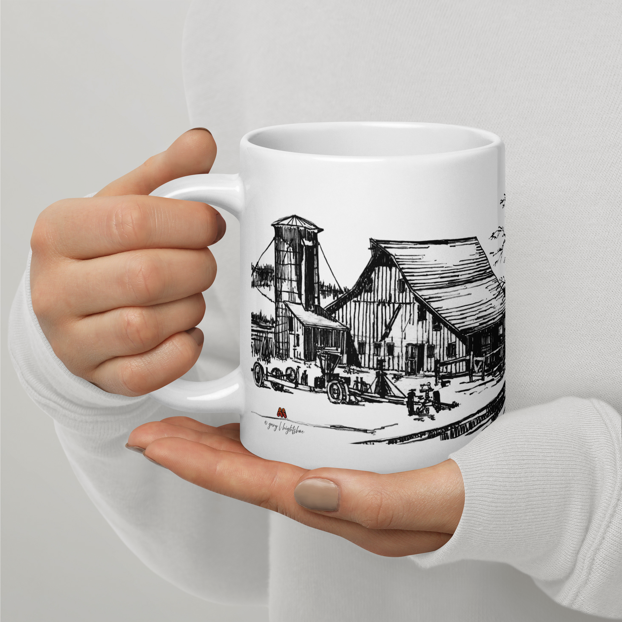 White Glossy Mug - 20, 15, 11 oz - The Farm IX by Gary L Hightshoe & the Kate Shu Collective
