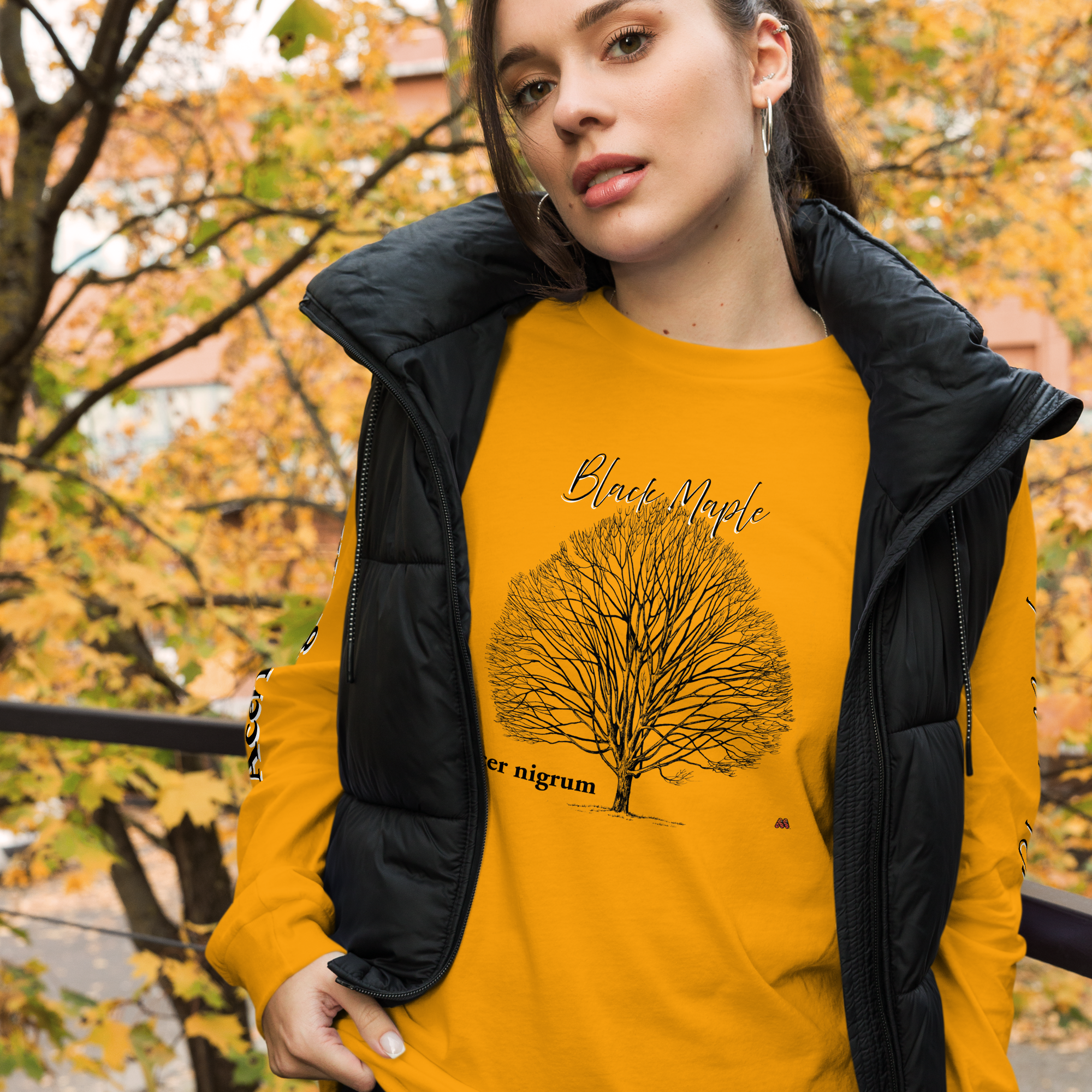 Unisex Long Sleeve Tee - 8 Colors - Got Trees: Black Maple, Acer nigrum by Gary L Hightshoe & the Kate Shu Collective