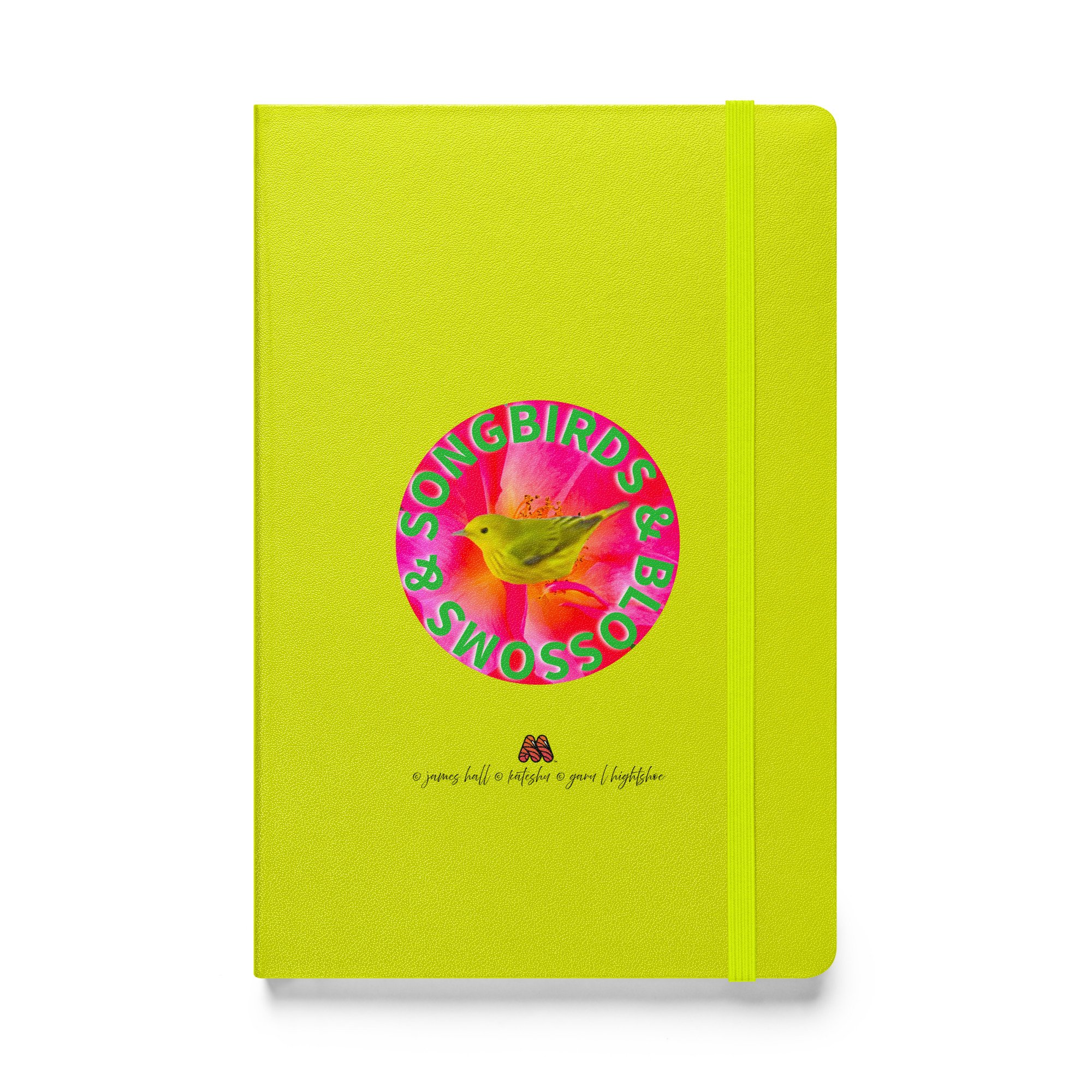 Hardcover Bound Notebook - 5 Colors - Good Sounds Good: Songbirds & Blossoms, Yellow Warbler & Prairie Rose by James Hall, Kate Shu, Gary L Hightshoe & the Kate Shu Collective