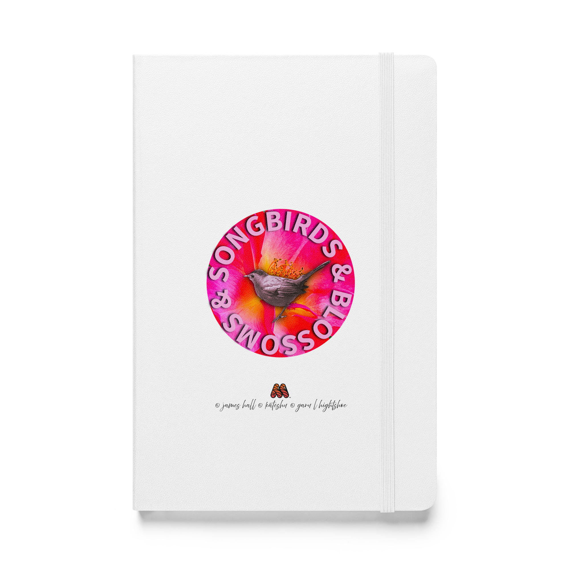 Hardcover Bound Notebook - 5 Colors - Good Sounds Good: Songbirds & Blossoms, Gray Catbird & Prairie Rose by James Hall, Kate Shu, Gary L Hightshoe & the Kate Shu Collective